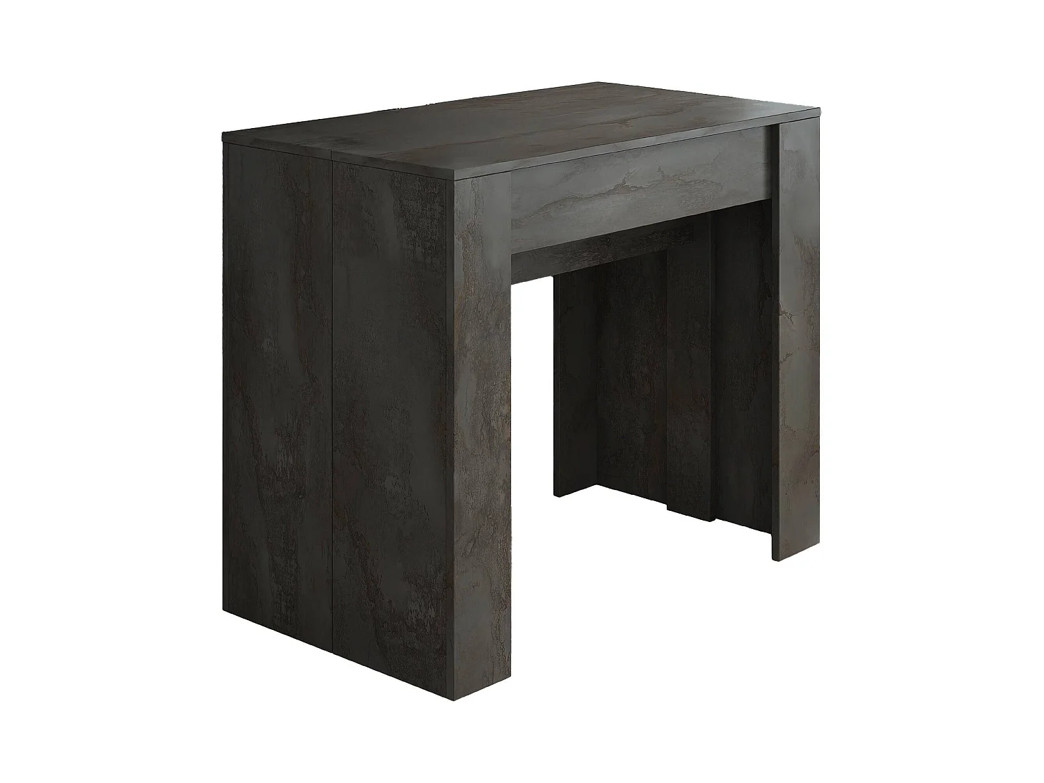 Uitschuifbare consoletafel Vaelis, 10 plaatsen, 237x90x77h cm antracietzwart, uitschuifbaar, verlengmechanisme met centrale tussenbladen