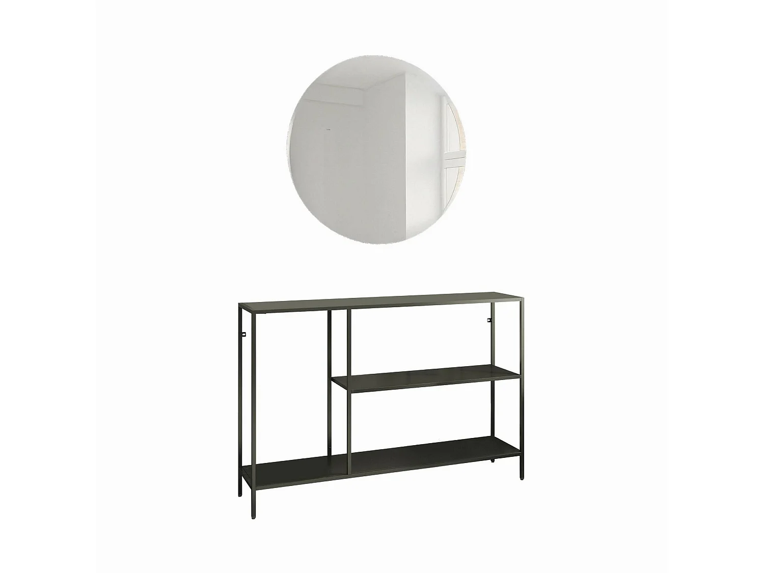 Consoletafel Vaprio, 2 planken, 120x30x80h cm leigrijs, 3 vakken, draagvermogen 60 kg