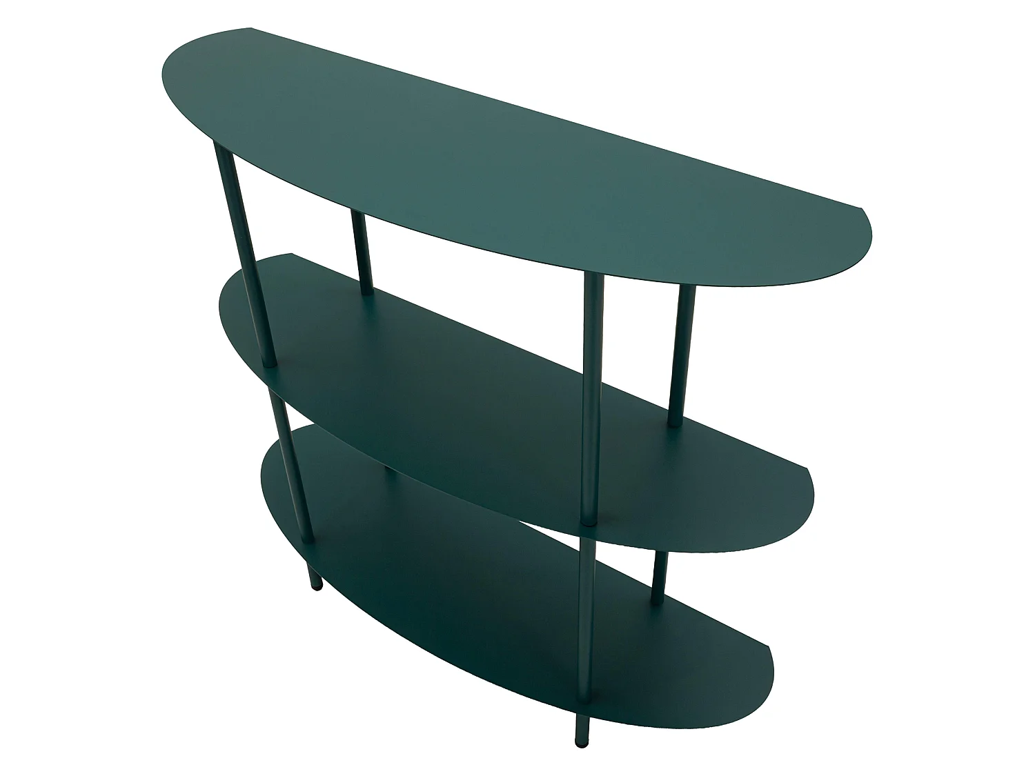 Consolle Gamitimi, 3 Ripiani, 6x31x93h cm Verde Ottanio, Colore Ripiano Verde, Sfumatura Colore Struttura Ottanio