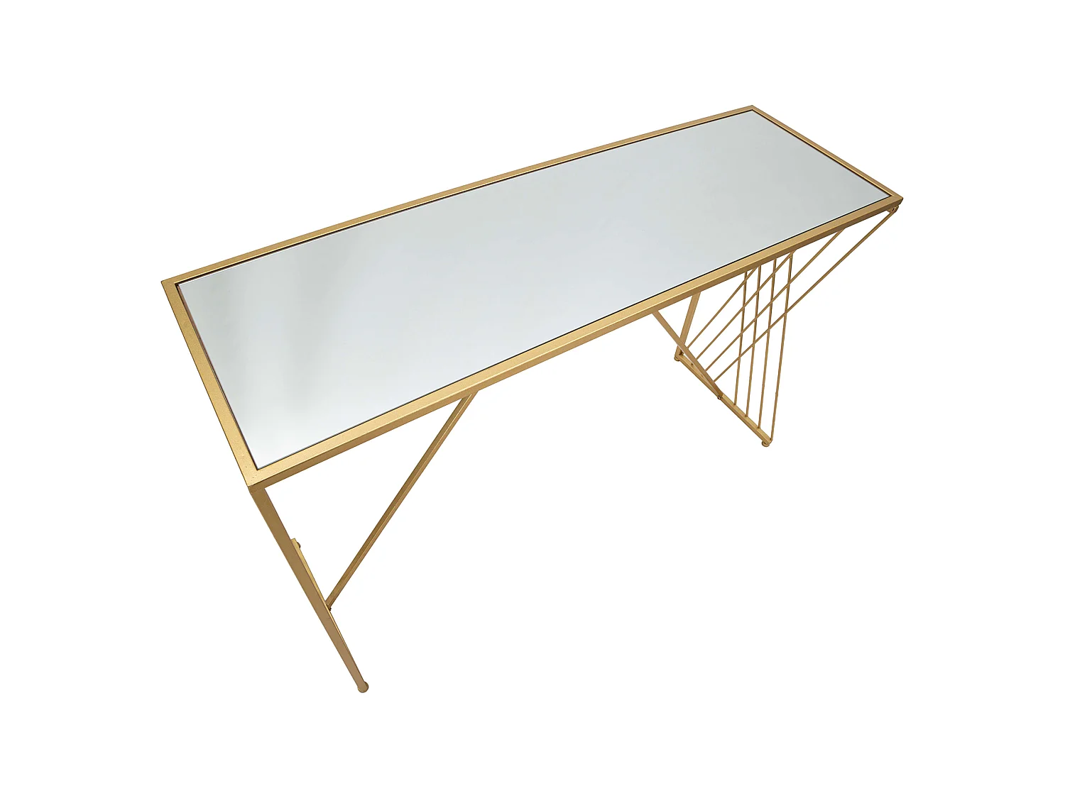 Console Axum, avec Plateau, 120x40x80h cm or, Structure en Verre, Plateau Transparent