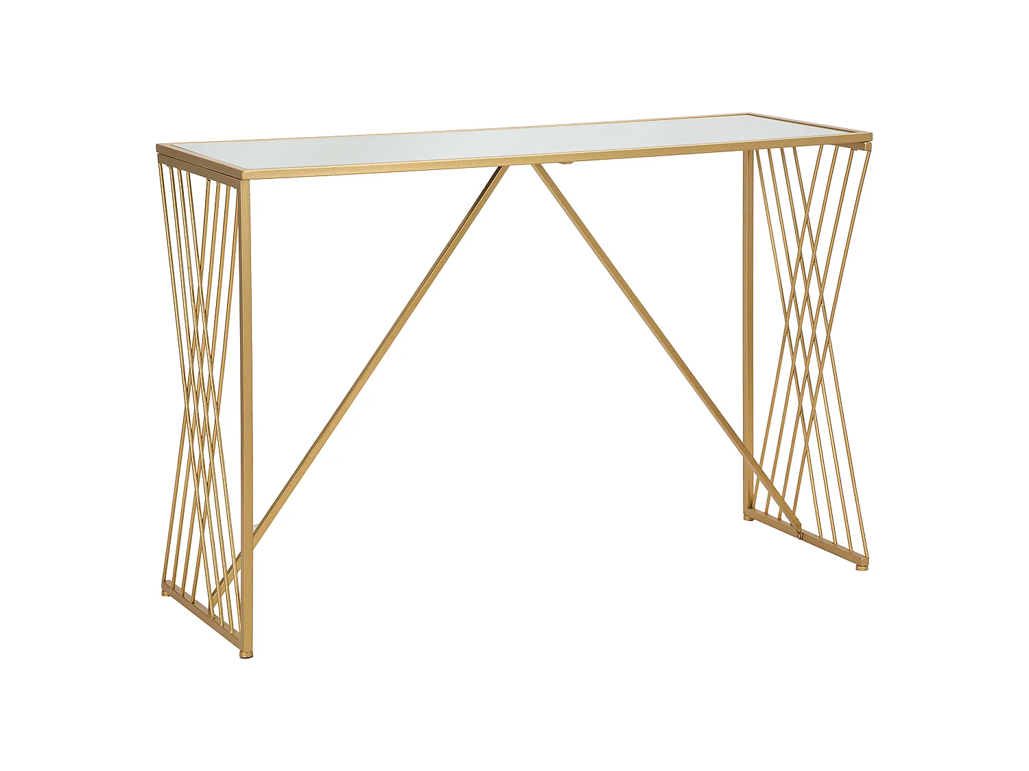 Console Axum, avec Plateau, 120x40x80h cm or, Structure en Verre, Plateau Transparent