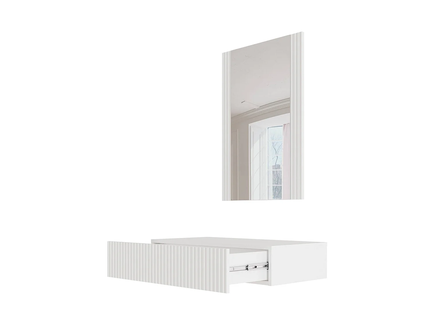 Consolle Fafe, Specchio Incluso, 41.6x80x97h cm Bianco