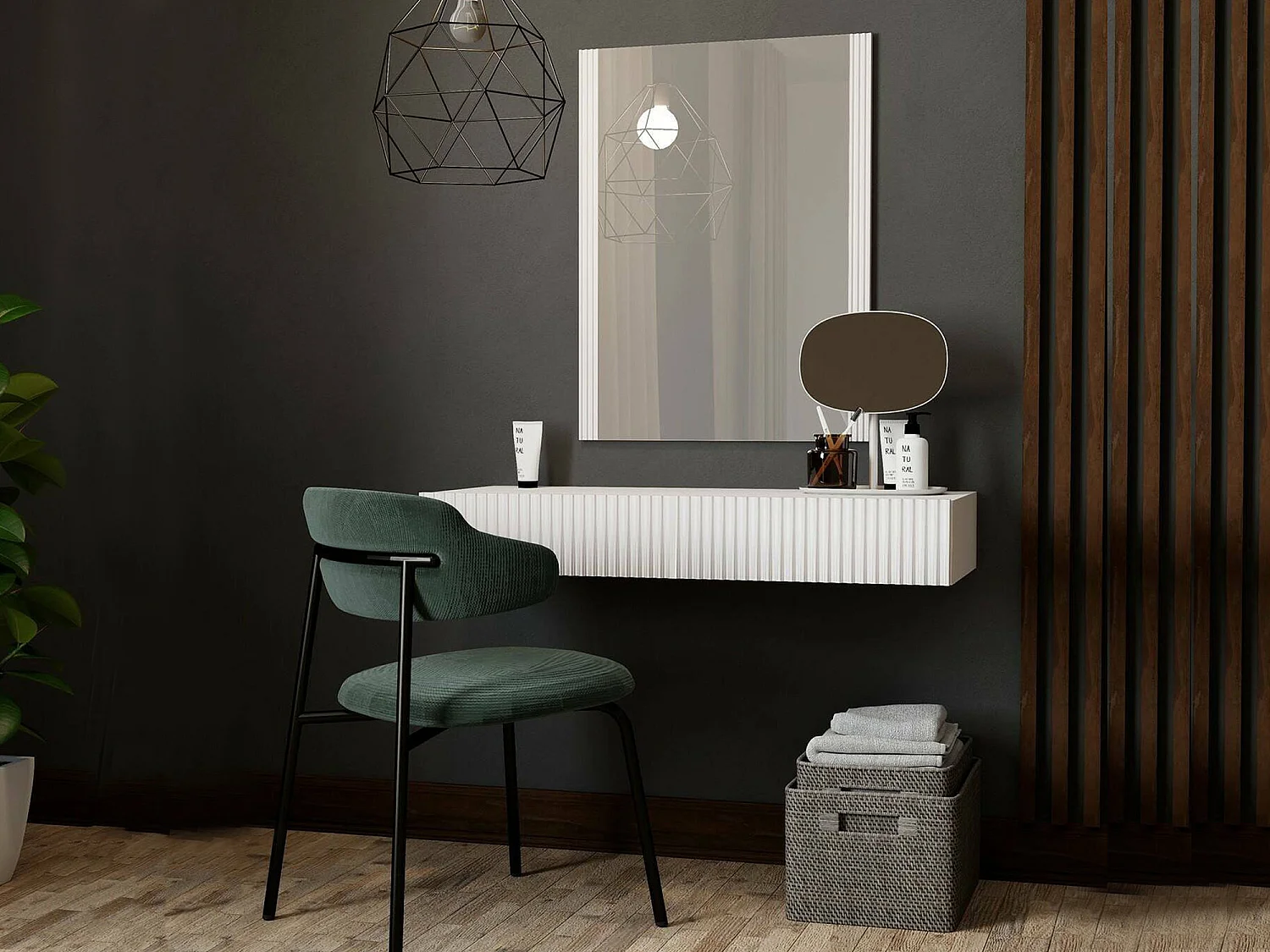 Consolle Fafe, Specchio Incluso, 41.6x80x97h cm Bianco