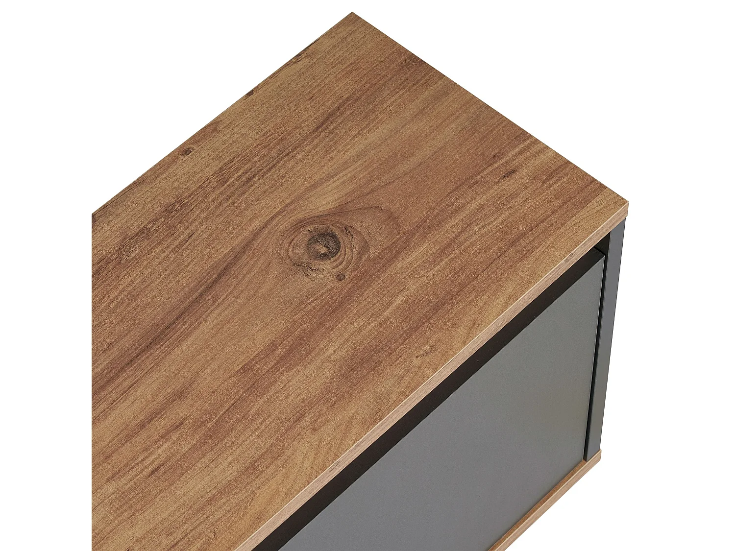 Meuble TV Morrigan, une Étagère, 160x30x42h cm Noir Anthracite, 3 Portes, 4 Compartiments