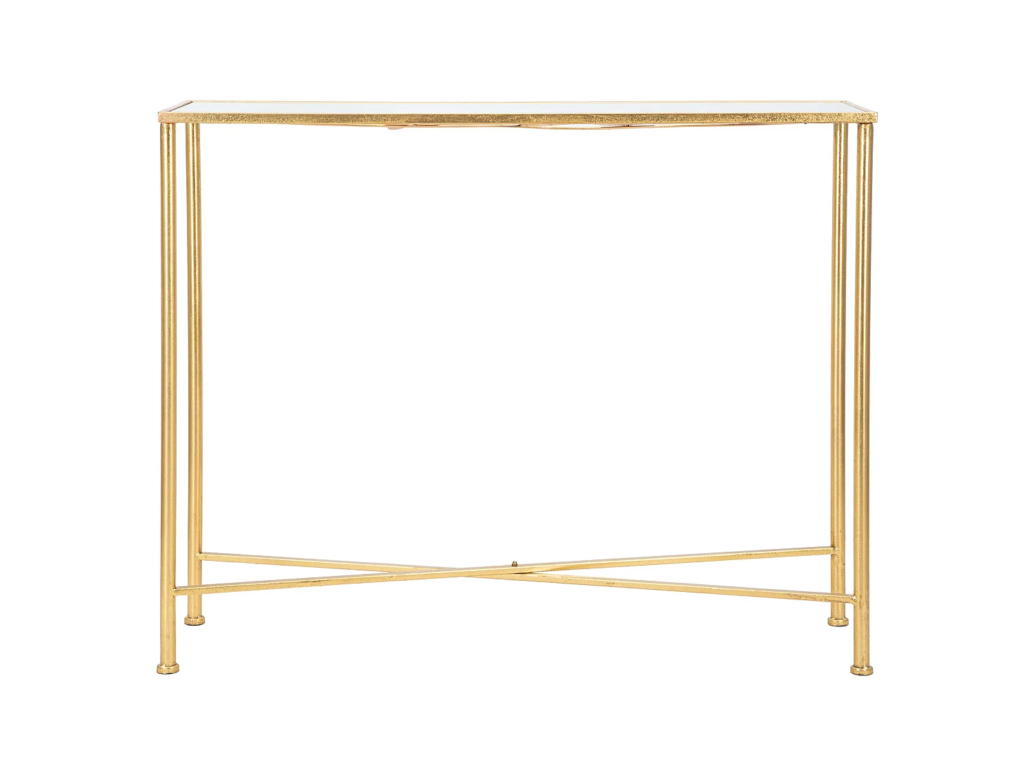 Console Meknes, un Plateau, 100x35x80h cm or, Plateau Décoré de Papillons, Structure en Verre