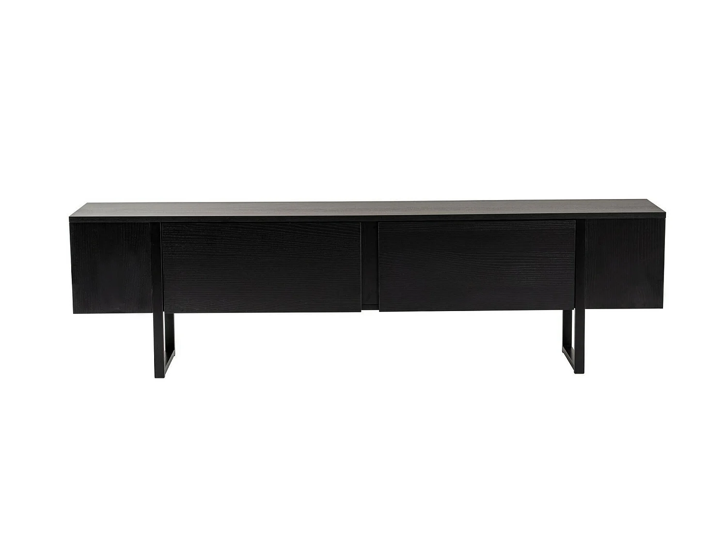 Tv-meubel Lilith, één plank, 180x30x50h cm zwart, 2 deuren, 2 vakken