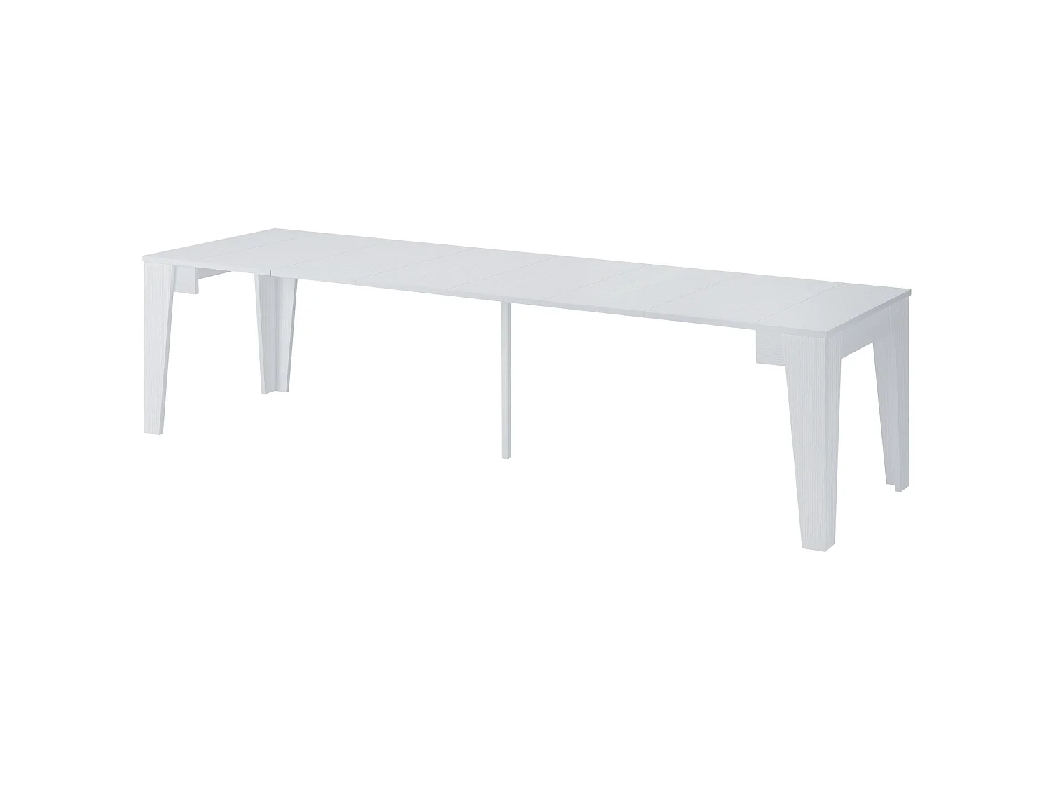 Console Extensible Gizio, 12 Places, 306x90x75h cm Blanc, Allongeable, Mécanisme d'Extension Central