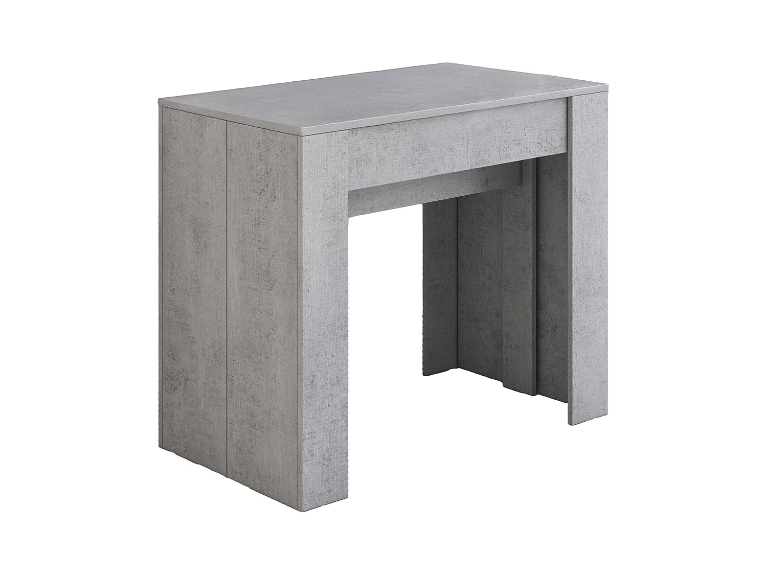 Uitschuifbare Vaelis-console, 10 plaatsen, 237x90x77h cm grijs, uitschuifmechanisme met centrale verlengbladen