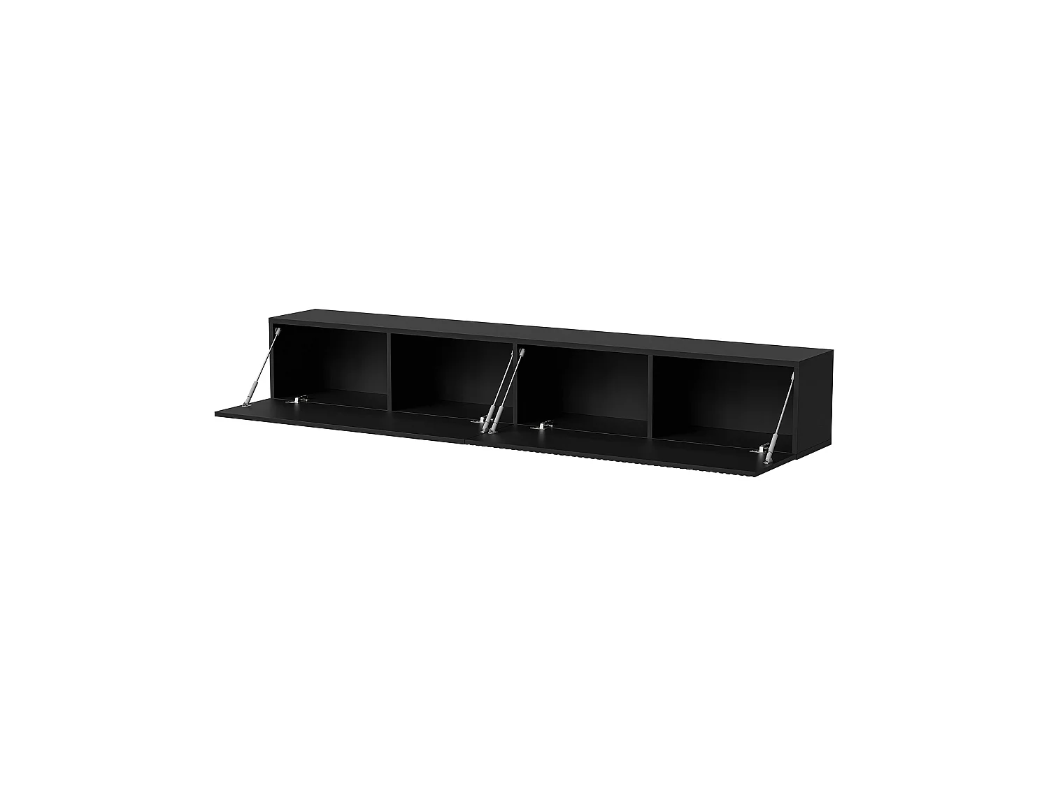 Móvel Porta TV Sindia, Modulável, 200x30x31h cm Preto Antracite, uma Prateleira, 2 Portas