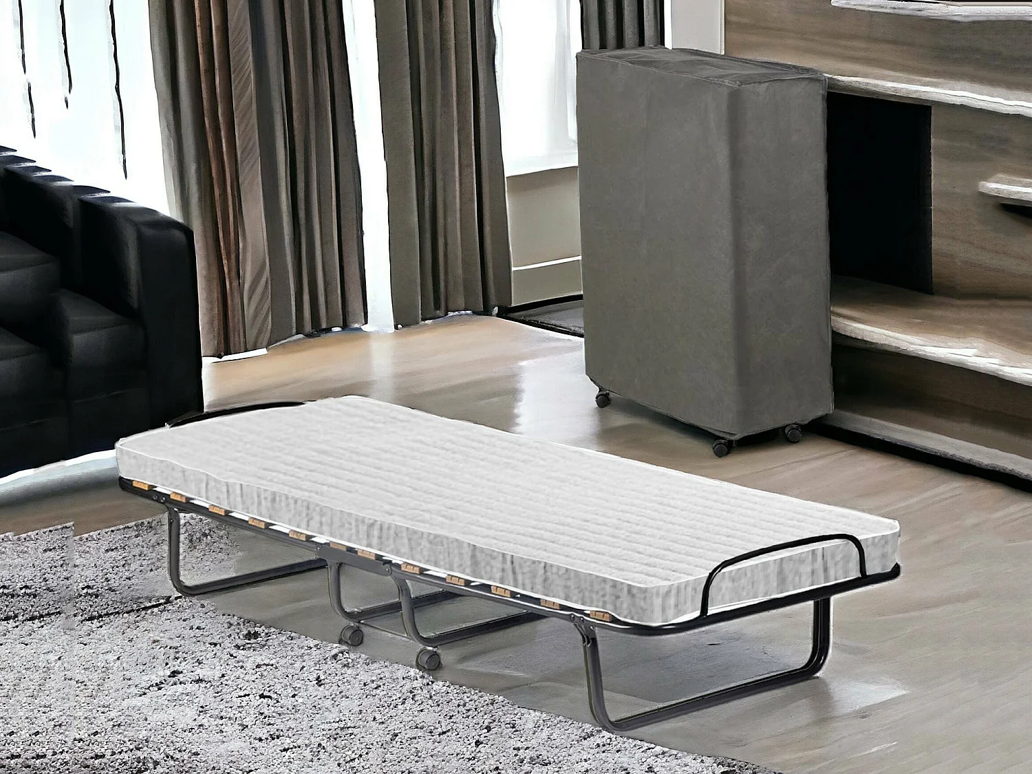 Klappbett Nives, Matratze inklusive Made in Italy, Schwarz, Gästebett