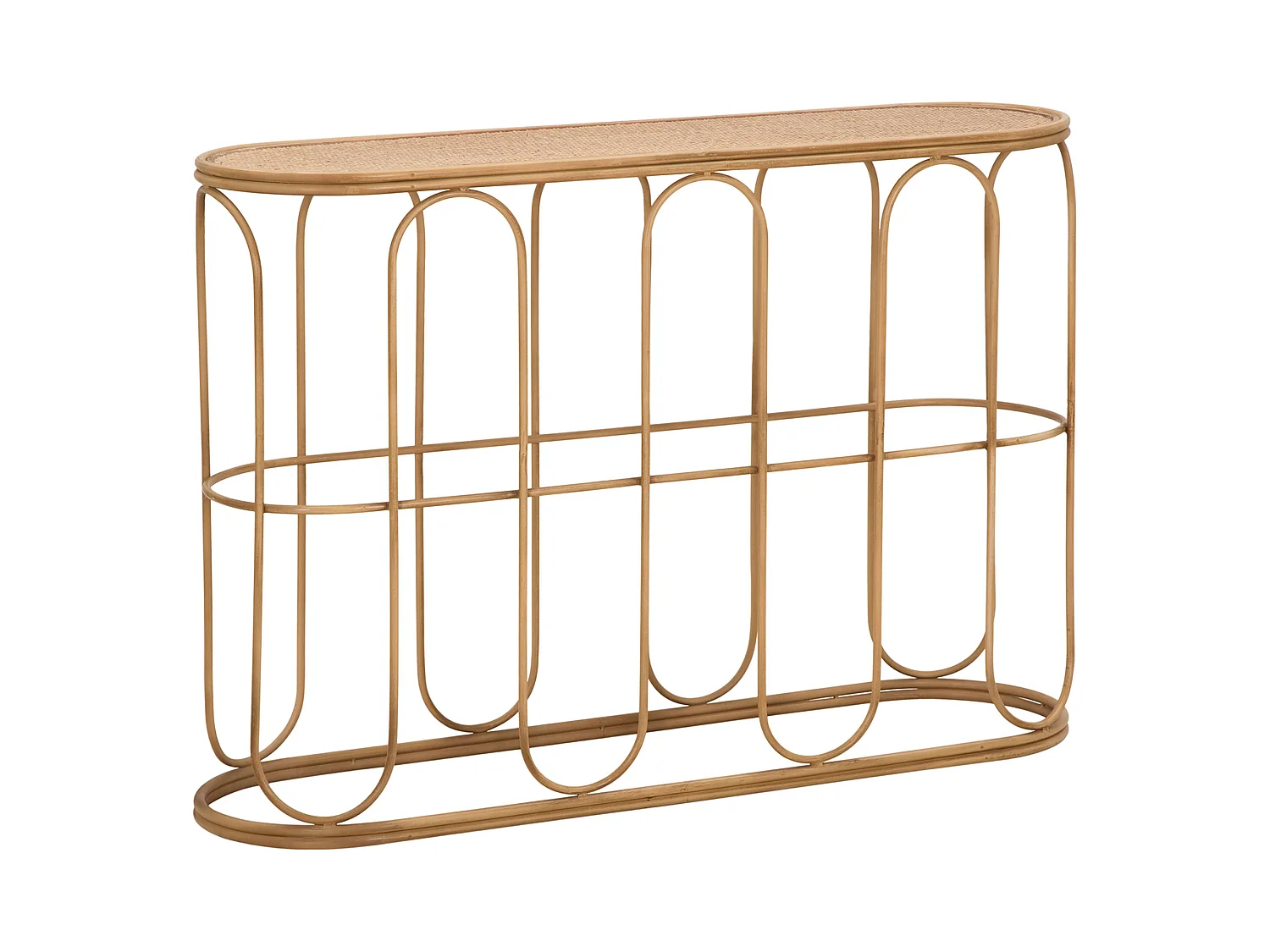 Consolle Tiznit, un Ripiano, 110x32x77h cm Marrone, Struttura Effetto Bamboo, Materiale Struttura in Legno