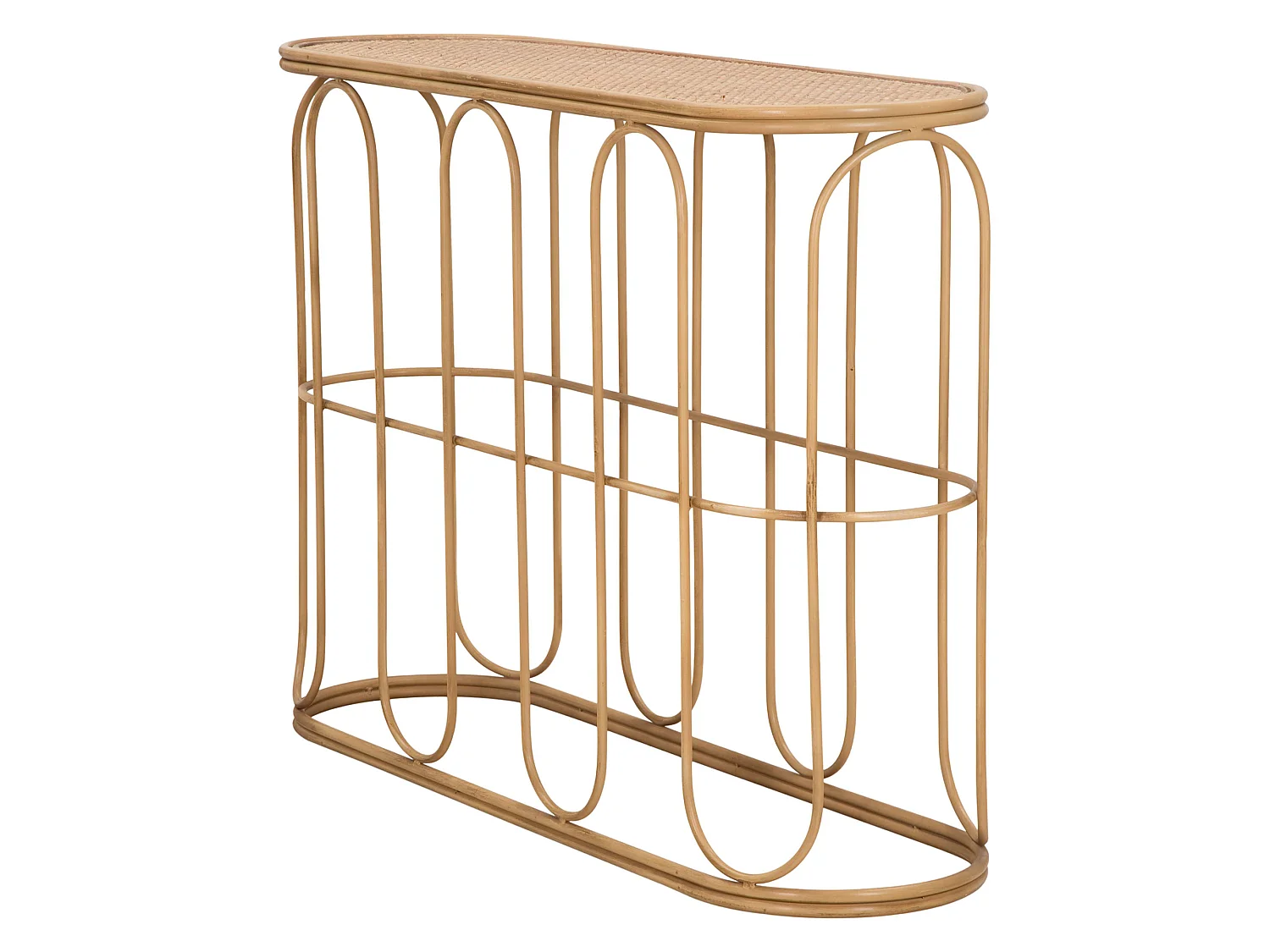 Consolle Tiznit, un Ripiano, 110x32x77h cm Marrone, Struttura Effetto Bamboo, Materiale Struttura in Legno