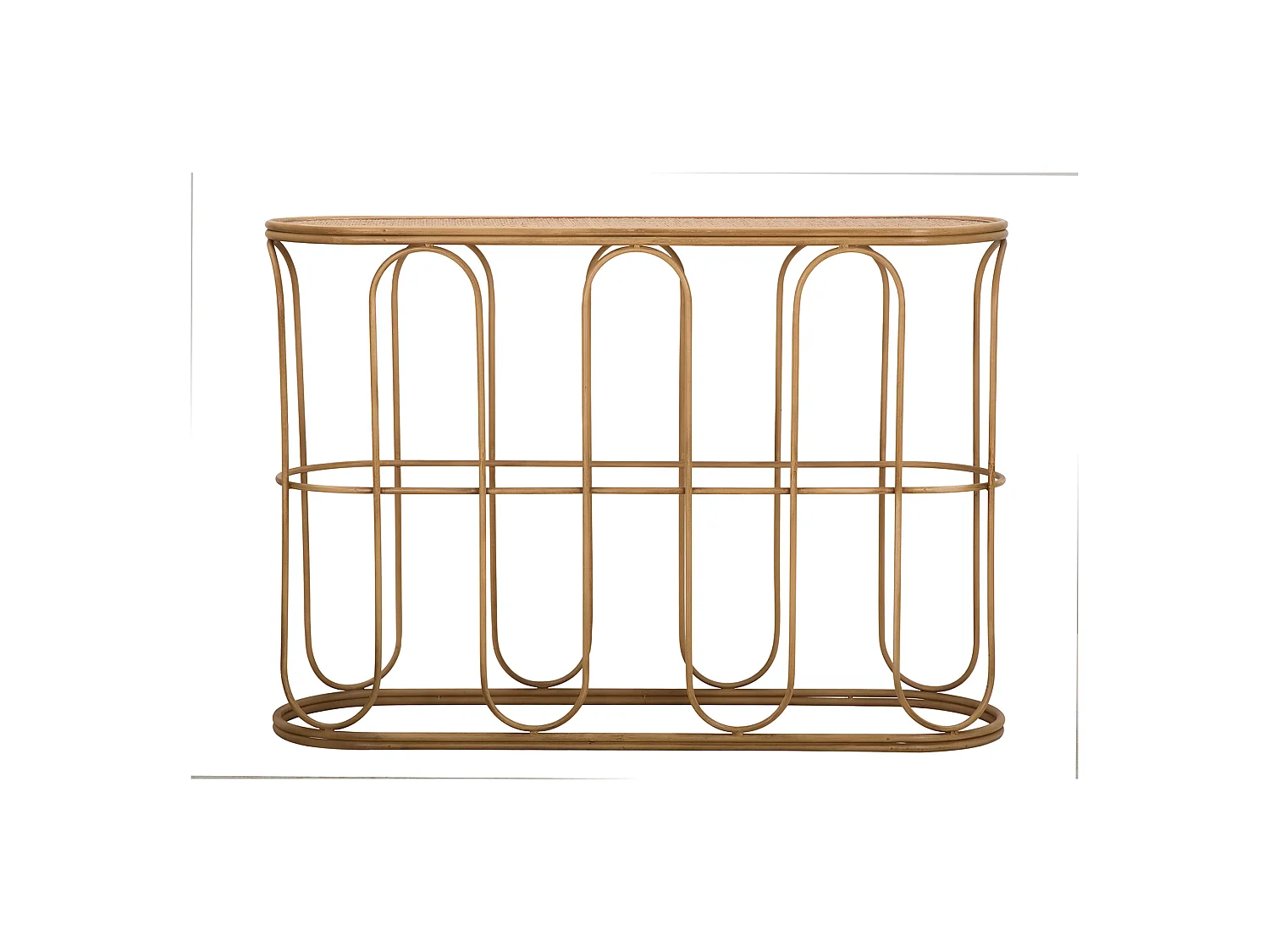 Consolle Tiznit, un Ripiano, 110x32x77h cm Marrone, Struttura Effetto Bamboo, Materiale Struttura in Legno