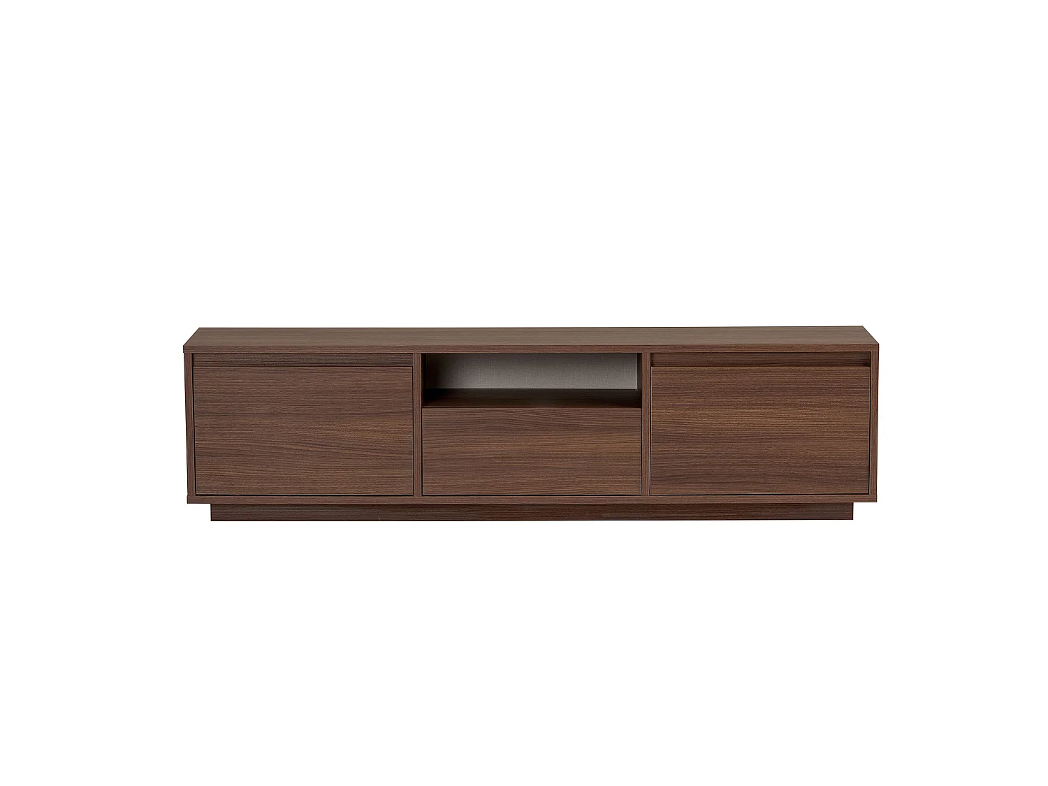Meuble TV Morrigan, un Étagère, 160x30x42h cm Noyer Marron, 3 Portes, 4 Compartiments