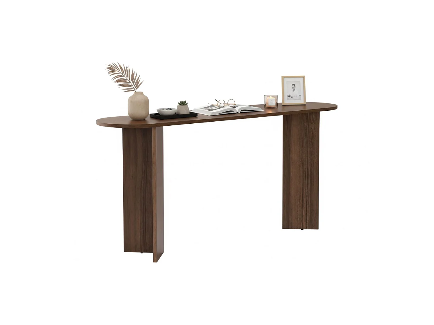Consolle Cercino, un Ripiano, 150x35x75h cm Marrone Noce, Peso Supportato 25 kg, Colore Ripiano Marrone