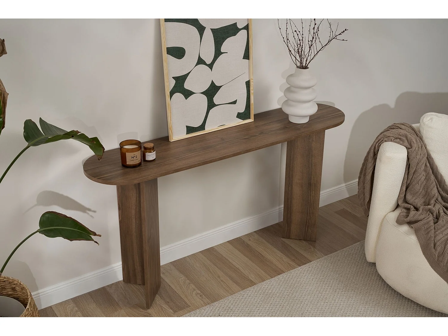 Consolle Cercino, un Ripiano, 150x35x75h cm Marrone Noce, Peso Supportato 25 kg, Colore Ripiano Marrone