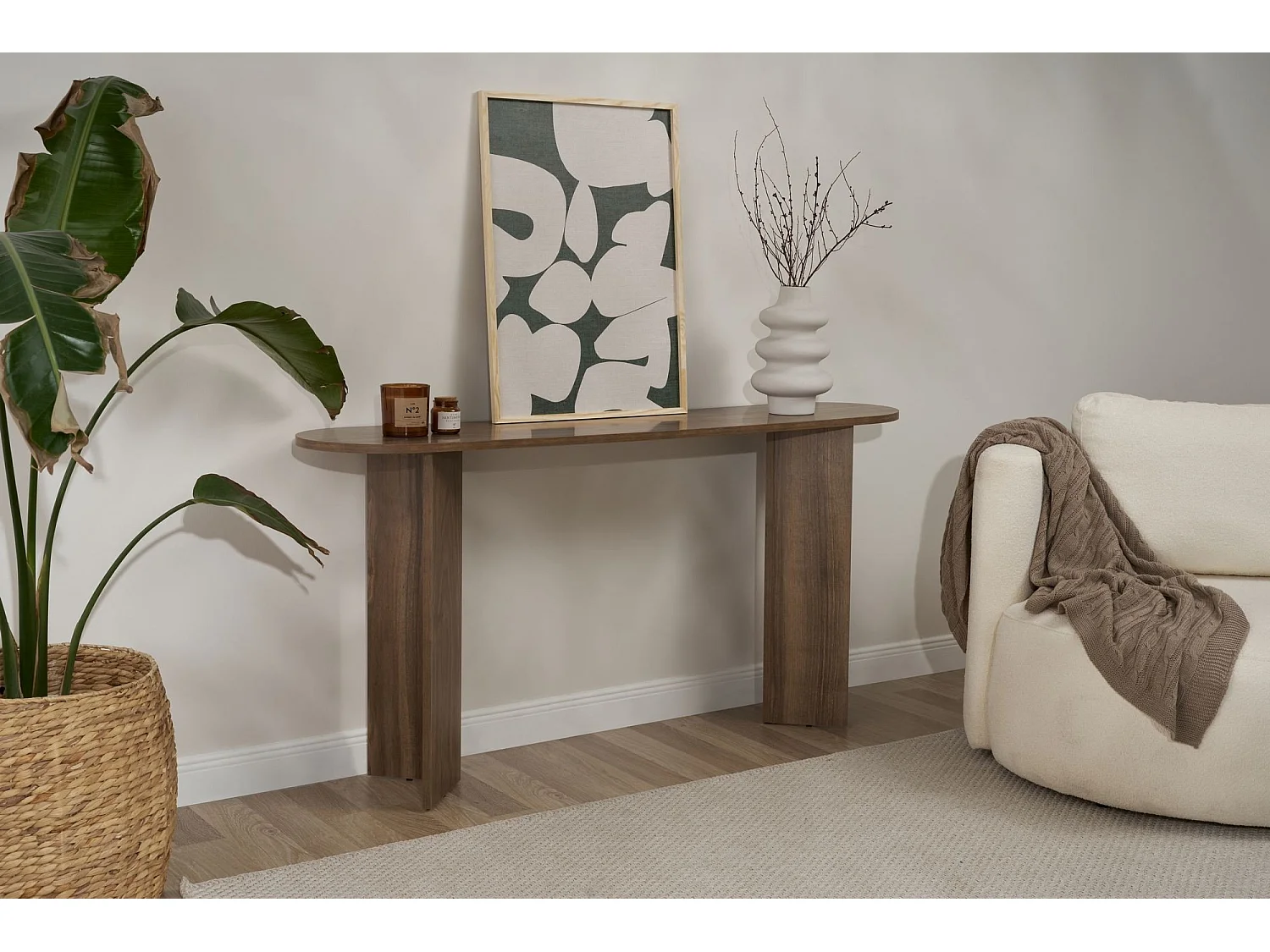 Consolle Cercino, un Ripiano, 150x35x75h cm Marrone Noce, Peso Supportato 25 kg, Colore Ripiano Marrone