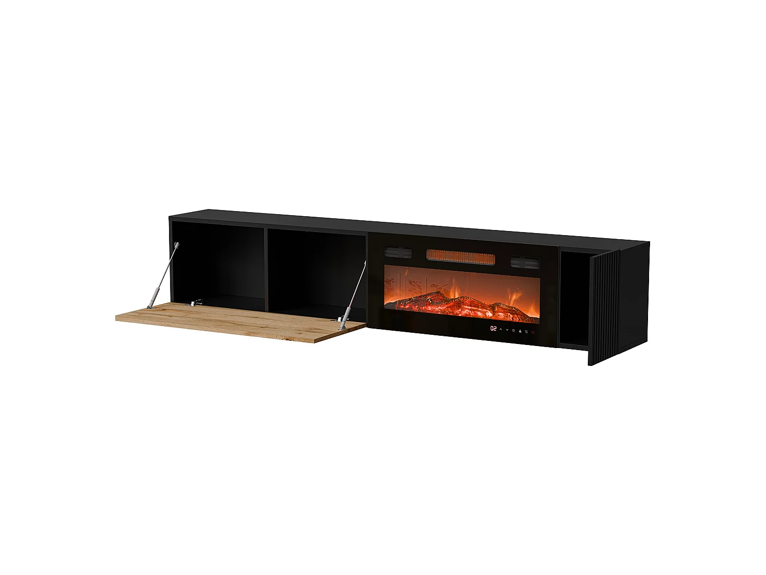 Mobile Porta tv Sindia, Modulabile, 200x30x31h cm Nero Antracite, un Ripiano, 2 Ante