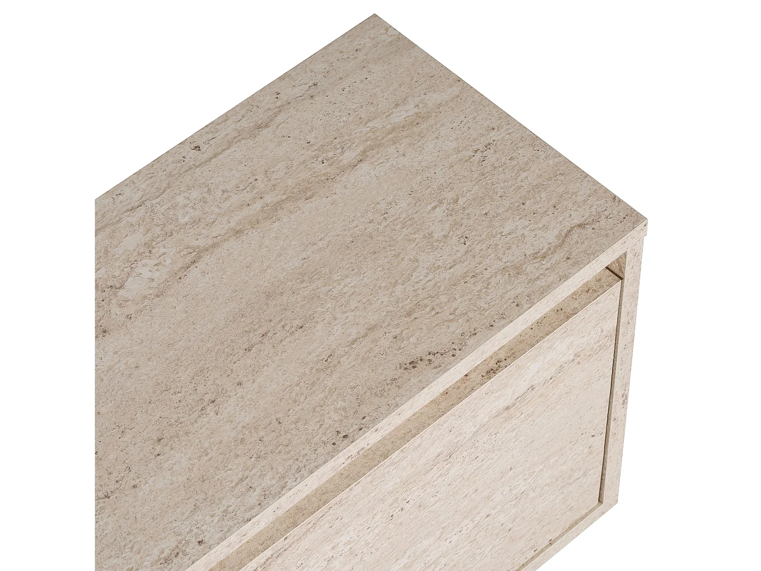 Meuble TV Morrigan, un Étagère, 160x30x42h cm Blanc Marbré, 3 Portes, 4 Compartiments