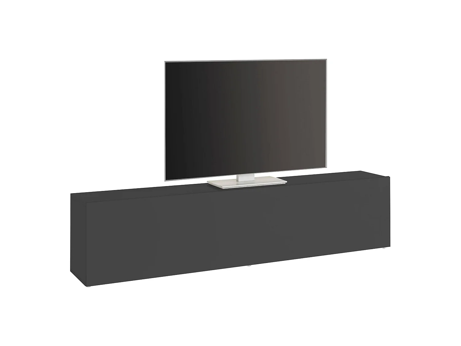 Móvel para TV Alakazam, 1 porta fabricada em Itália, 180x30x40h cm preto antracite, 2 nichos, abertura basculante