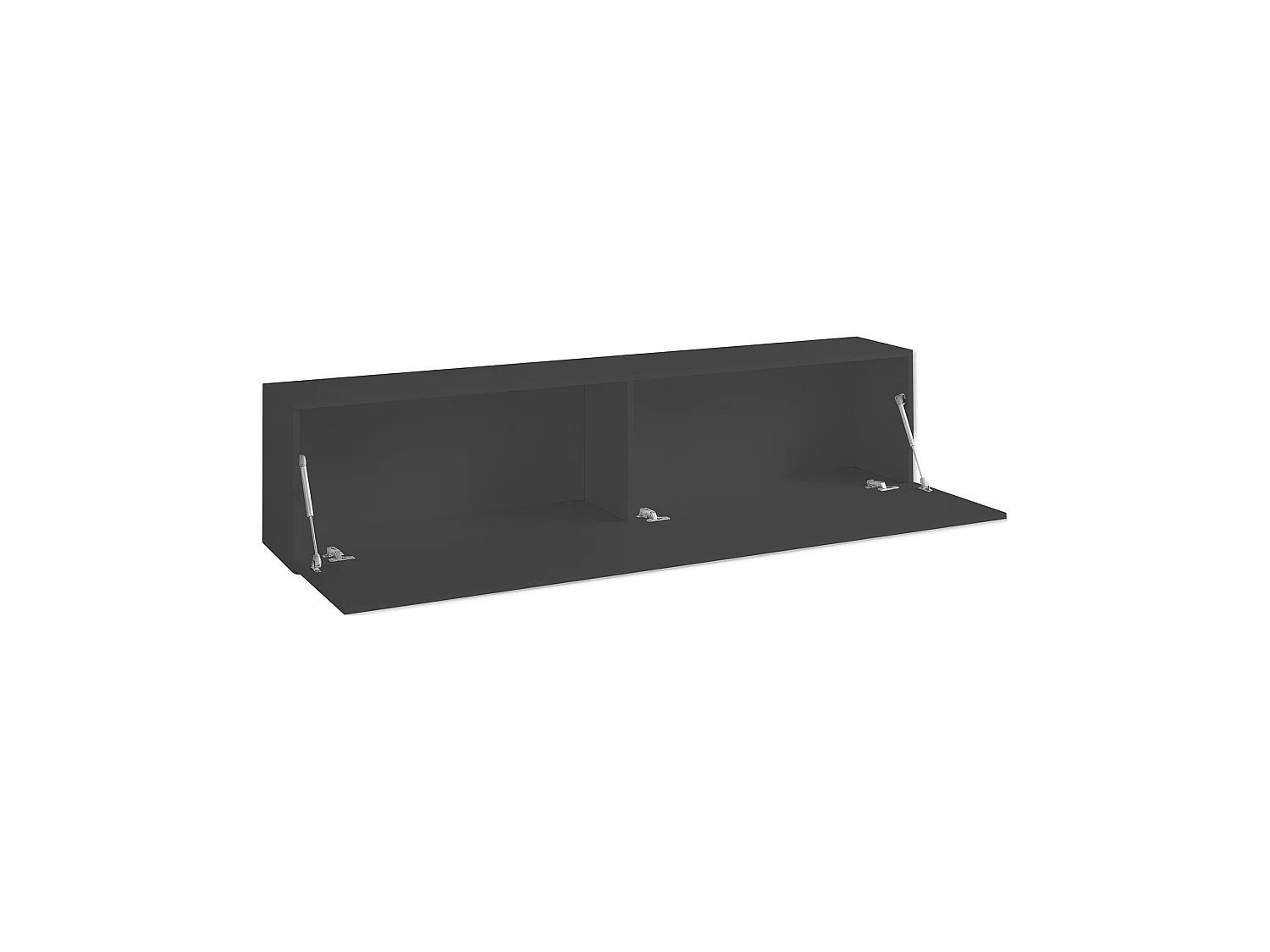 Móvel para TV Alakazam, 1 porta fabricada em Itália, 180x30x40h cm preto antracite, 2 nichos, abertura basculante