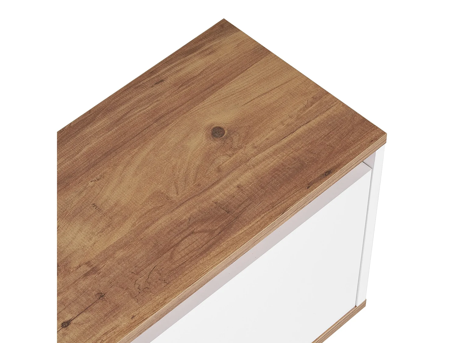 Meuble TV Morrigan, une Étagère, 160x30x42h cm Blanc, 4 Compartiments, 3 Portes