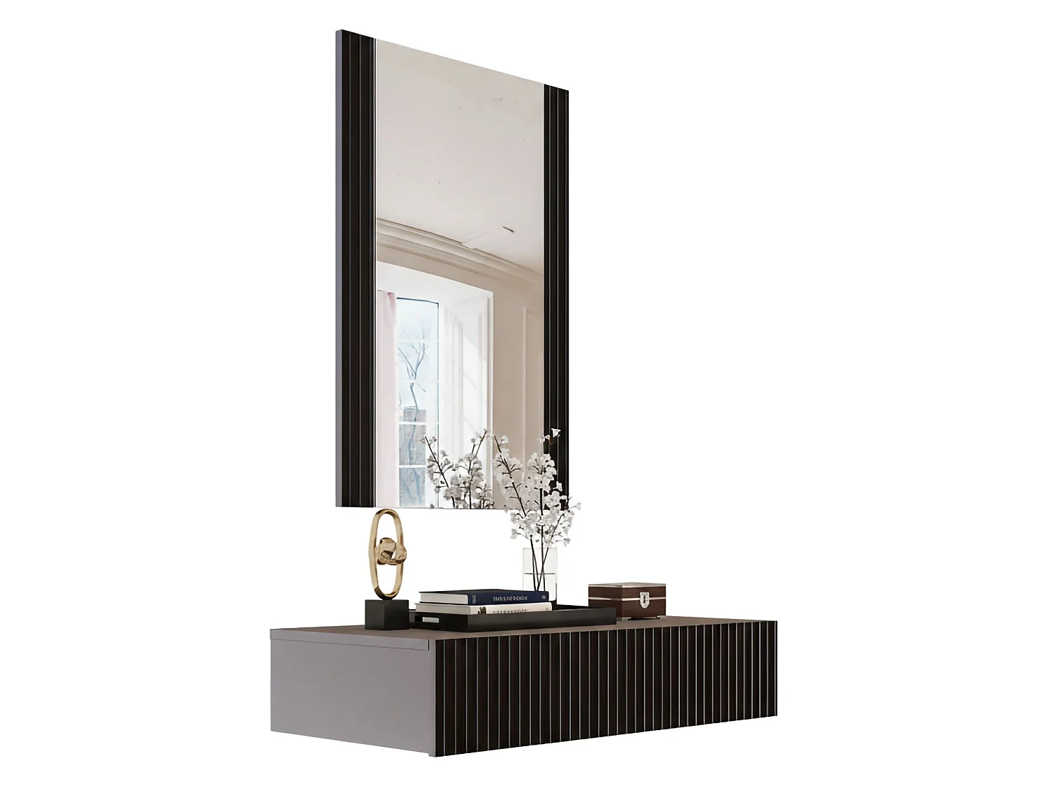 Console Fafe, Miroir Inclus, 41,6x80x97h cm Noir