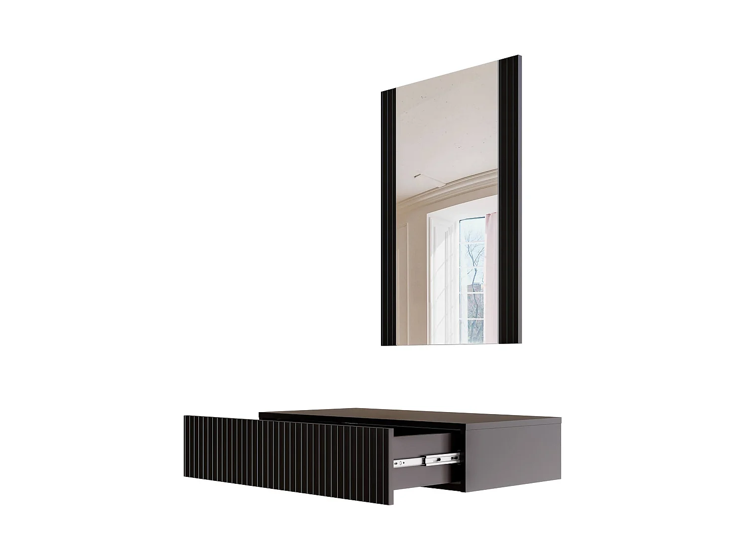 Console Fafe, Miroir Inclus, 41,6x80x97h cm Noir
