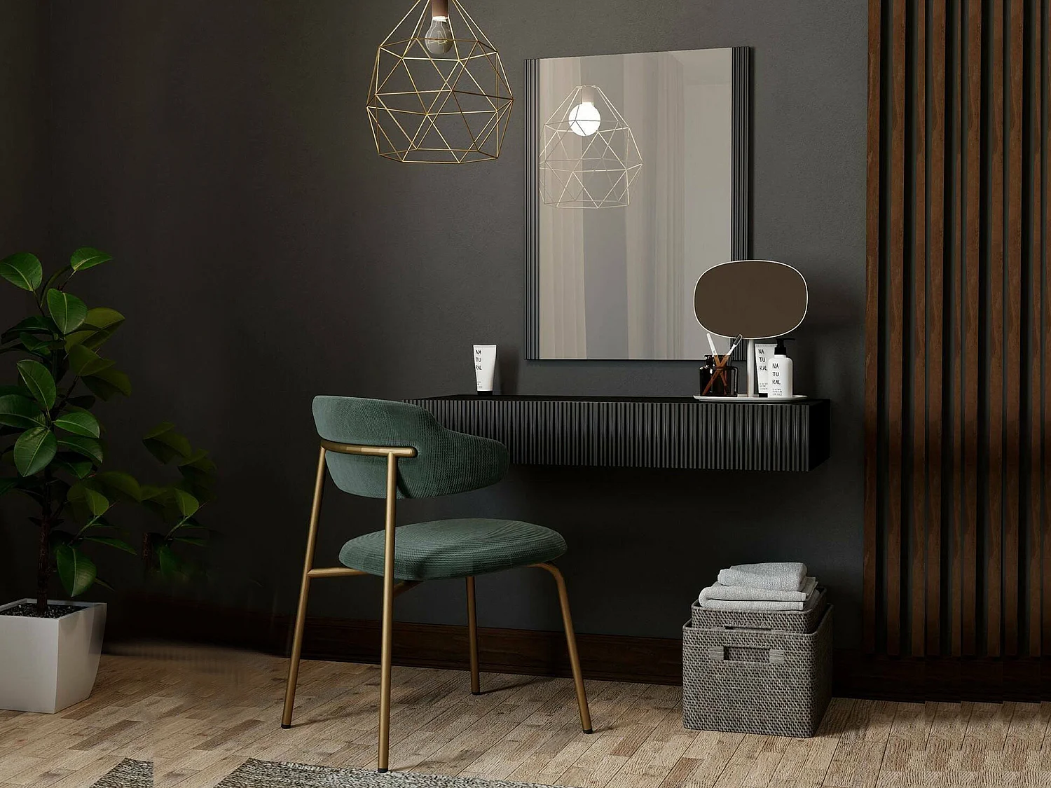 Console Fafe, Miroir Inclus, 41,6x80x97h cm Noir