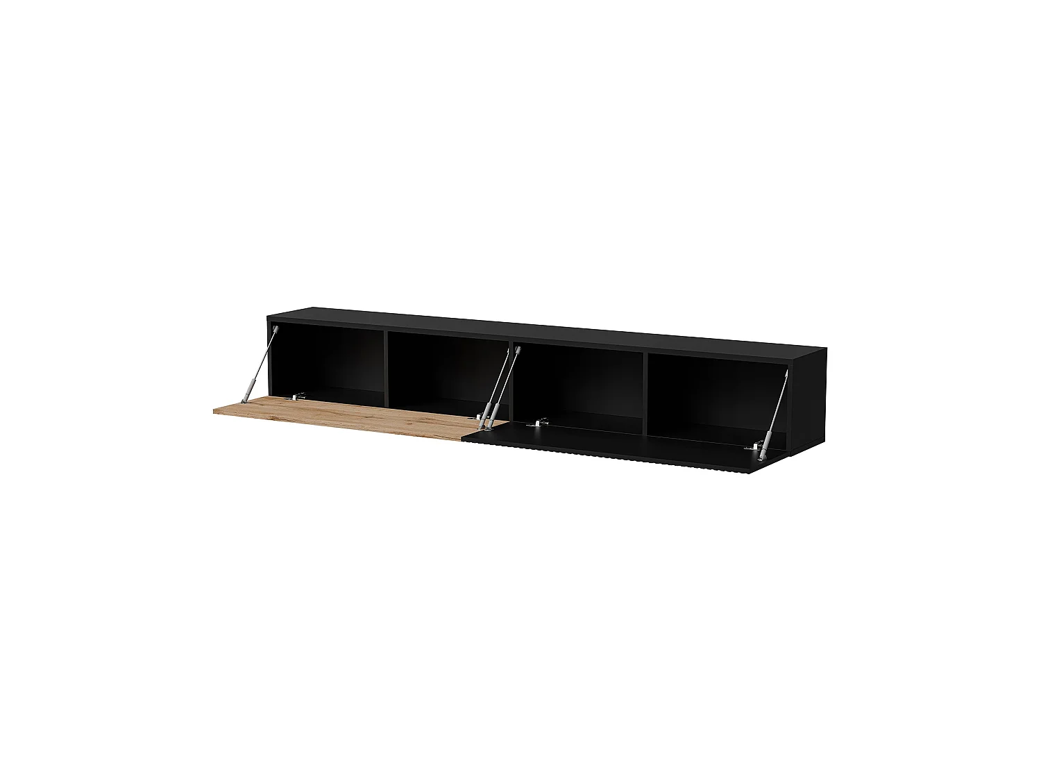 Sindia tv-meubel, Modulair, 200x30x31h cm Antracietzwart, 1 Plank, 2 Deuren