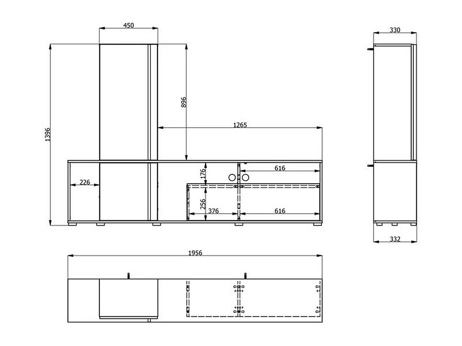 Parete Attrezzata Montiano, Modulabile, Marrone Rovere Nodi, Mobile Soggiorno, 7 Ripiani, 3 Ante