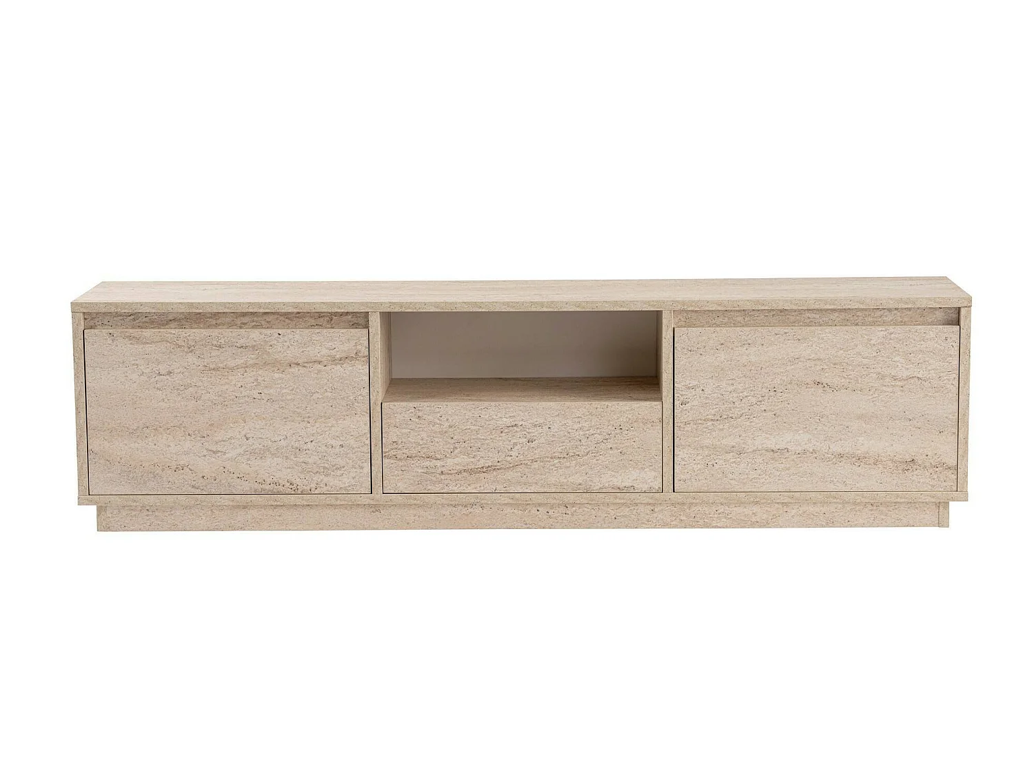 Morrigan tv-meubel, één legplank, 160x30x42h cm beige, 3 deuren, 4 vakken