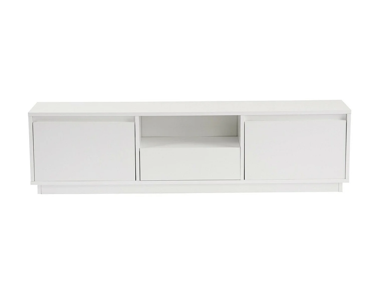 Tv-meubel Morrigan, één legplank, 160x30x42h cm wit, 3 deuren, 4 vakken