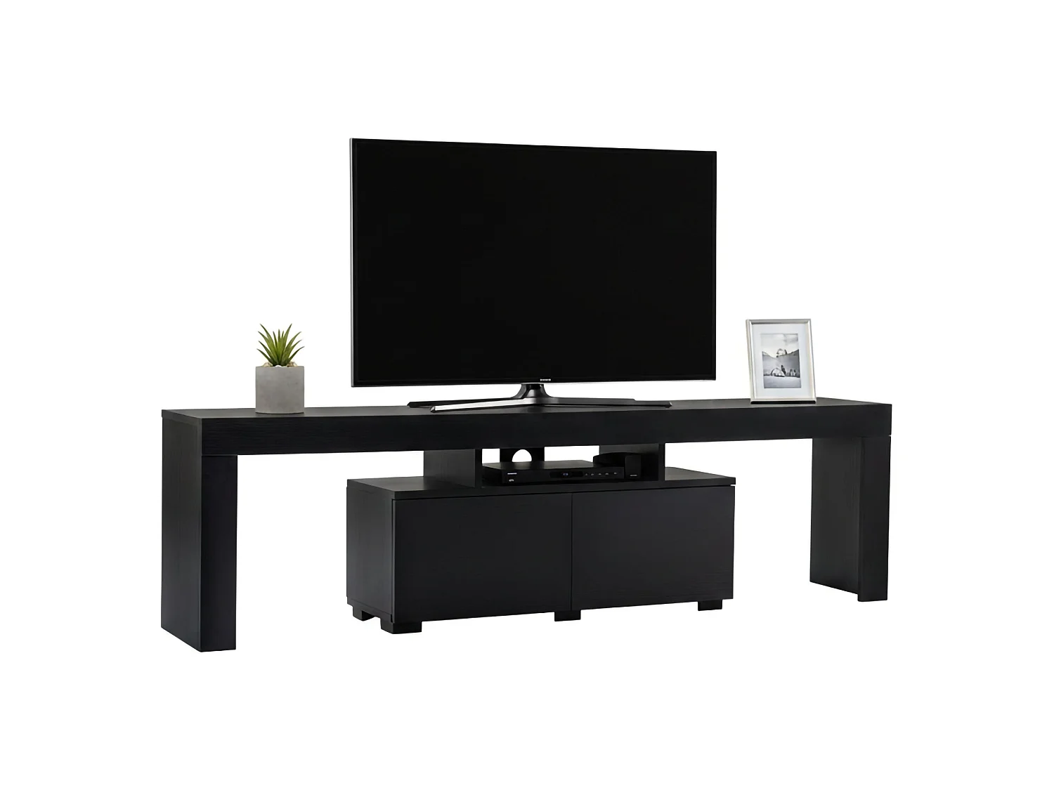 Mueble para TV Andarna, 2 estantes, 180x31x50h cm negro, 2 puertas, 3 compartimentos