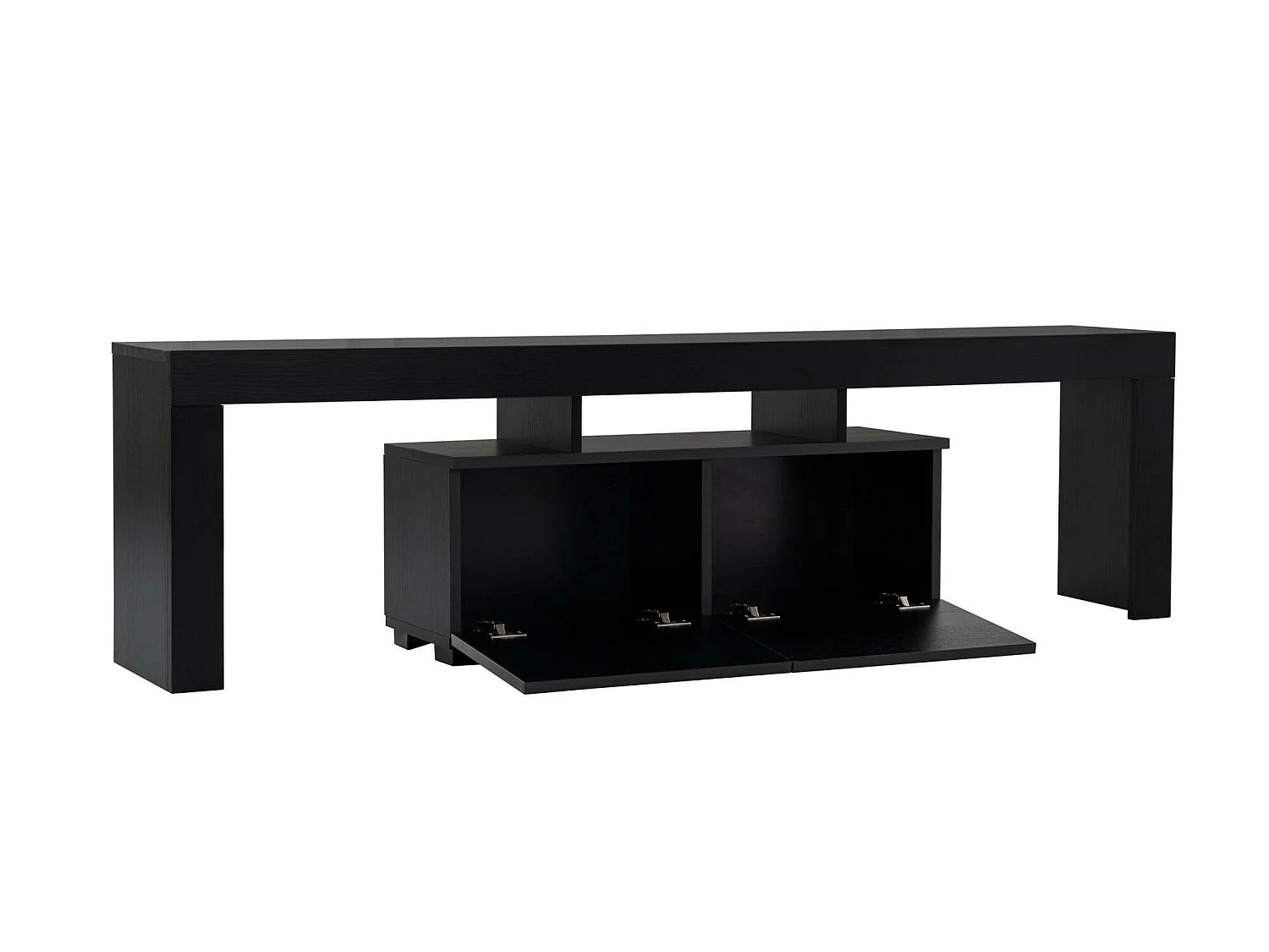 Mueble para TV Andarna, 2 estantes, 180x31x50h cm negro, 2 puertas, 3 compartimentos