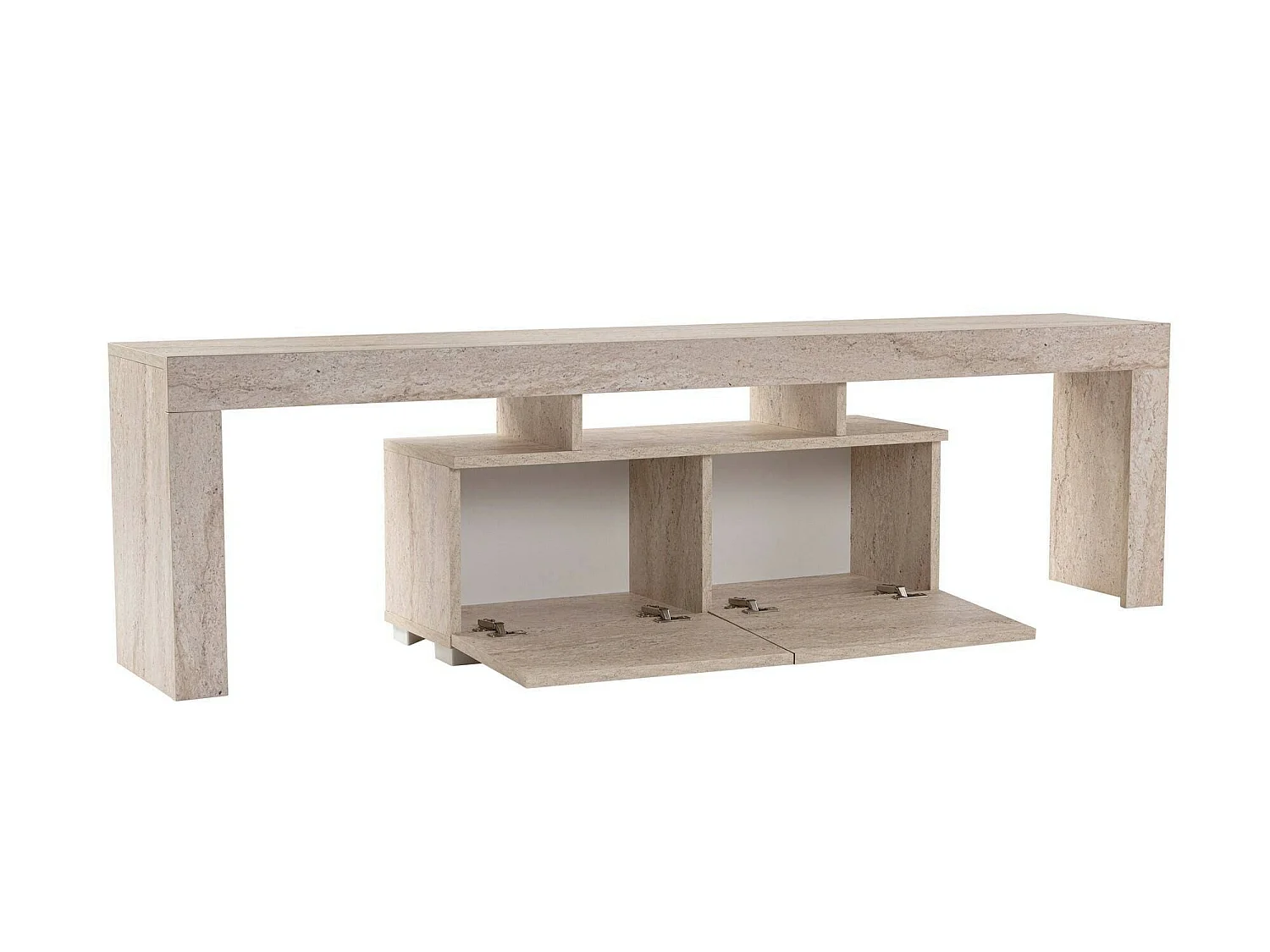 Mueble para TV Andarna, 2 estantes, 180x31x50h cm beige, 2 puertas, 3 compartimentos