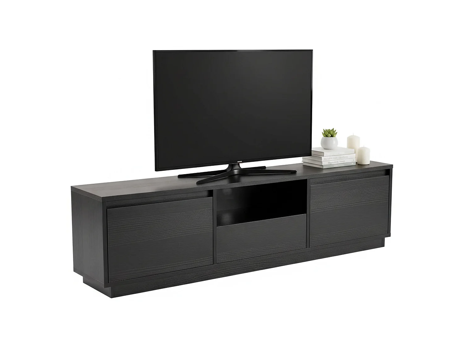 Meuble TV Morrigan, une étagère, 29.5x160x42h cm Noir