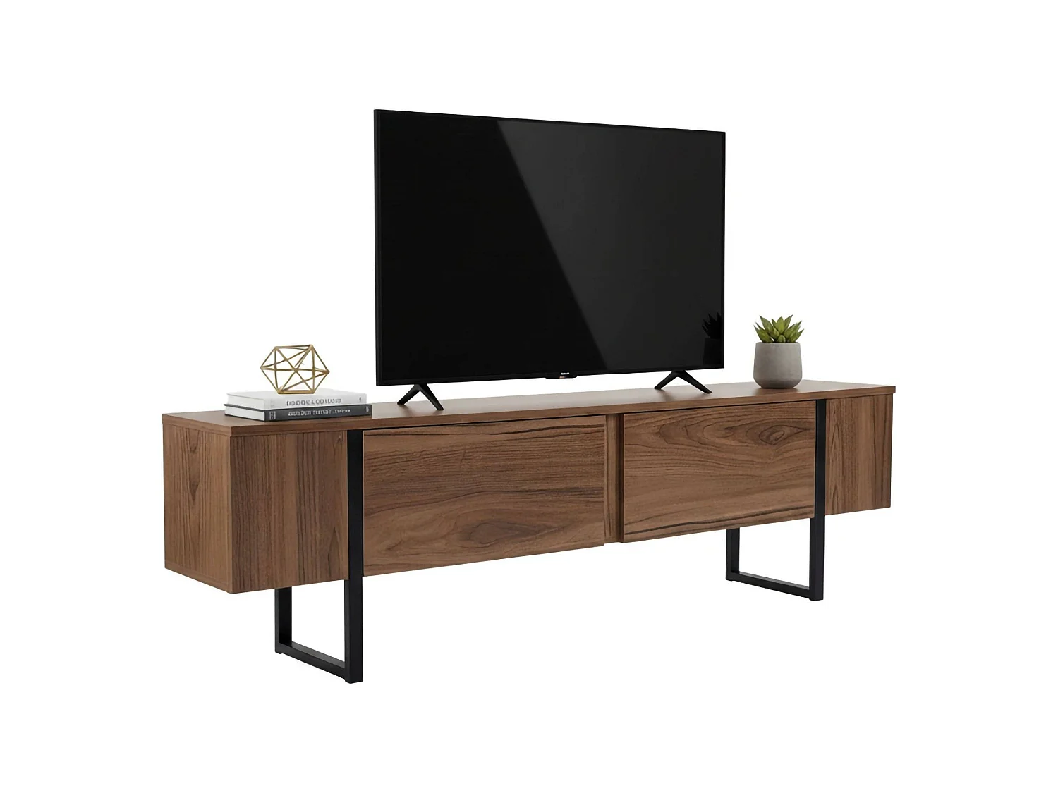 Meuble TV Tarquin, une étagère, 29,5x180x50h cm, Brun Noyer
