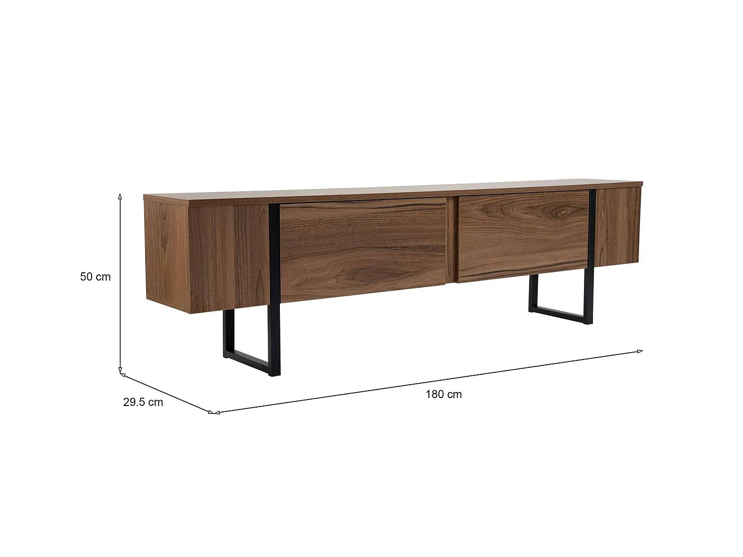 Meuble TV Tarquin, une étagère, 29,5x180x50h cm, Brun Noyer