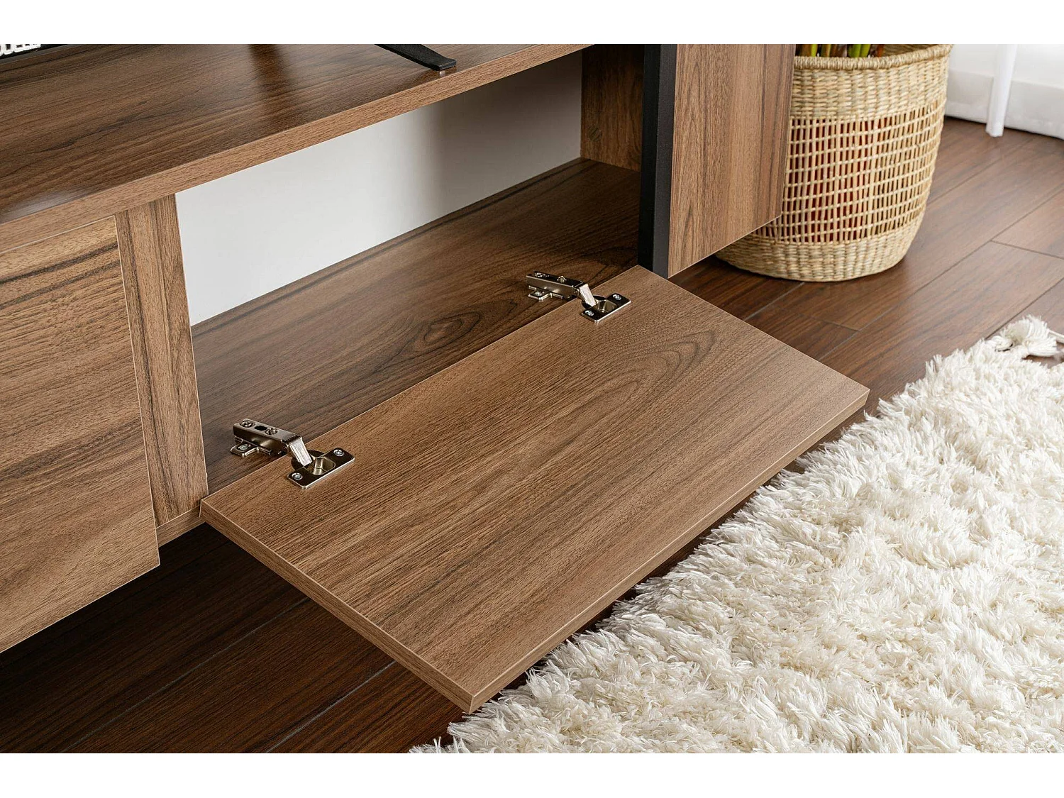 Meuble TV Tarquin, une étagère, 29,5x180x50h cm, Brun Noyer