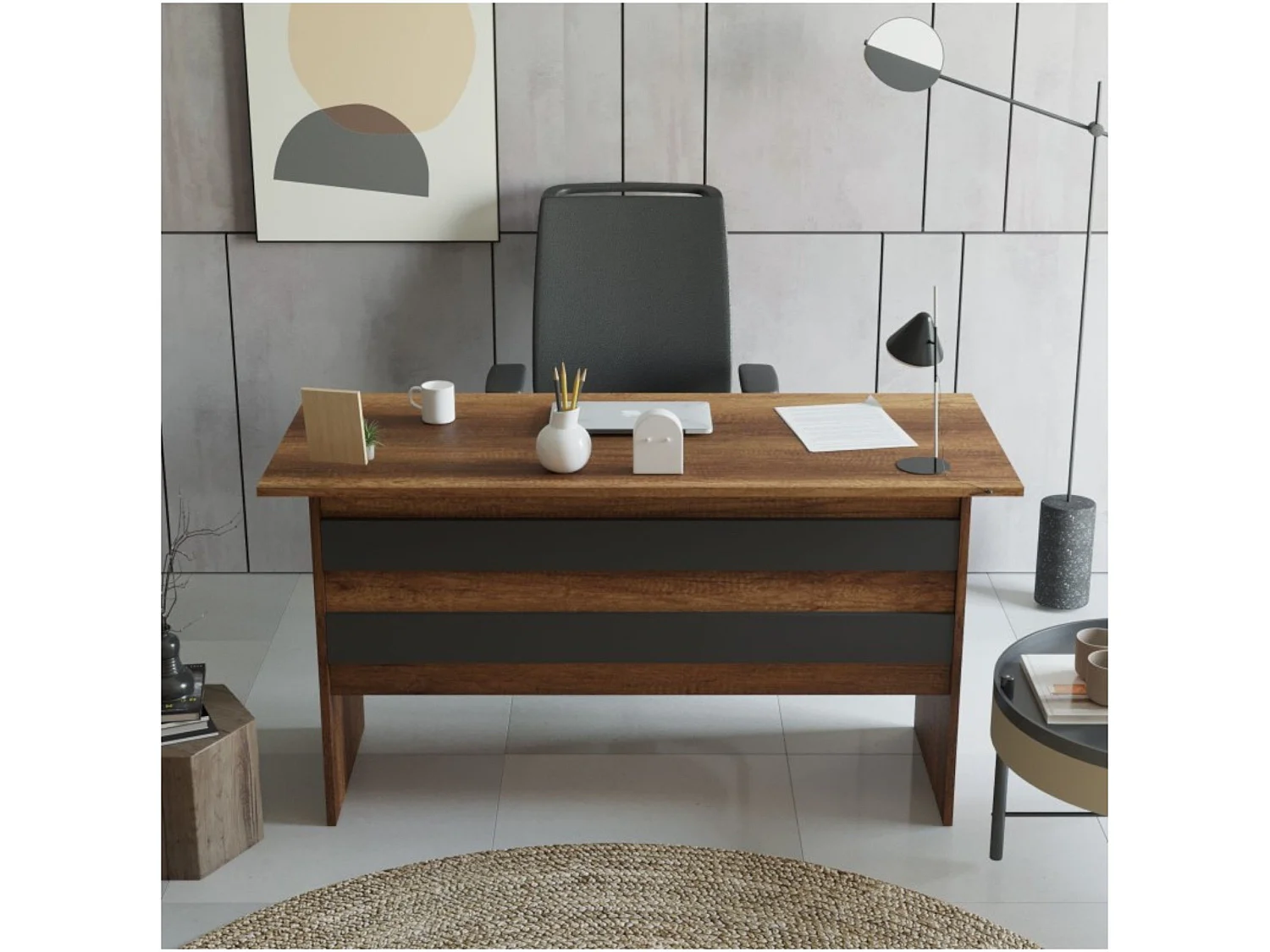 Bureau Antilia, Plateau Brun, 60x140x73,8h cm Noyer Brun
