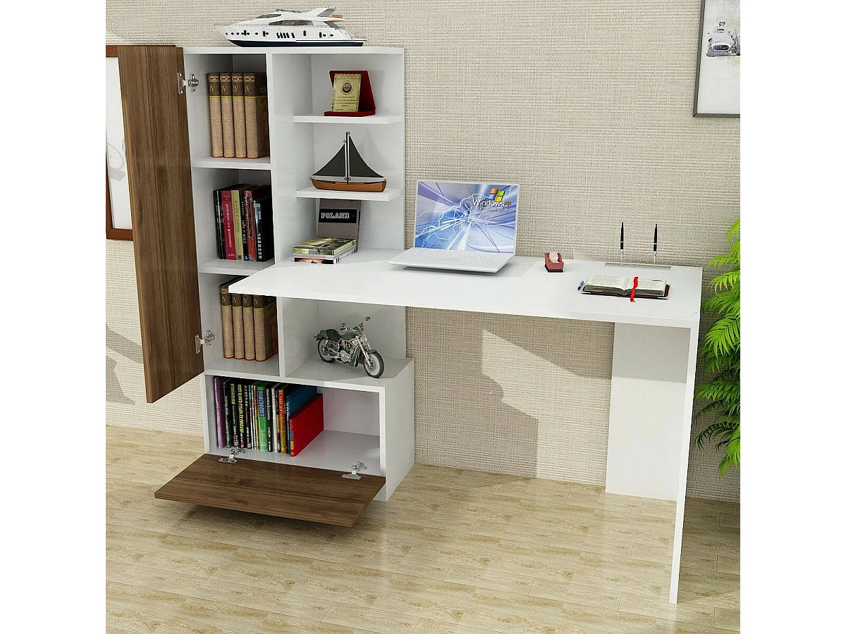 Scrivania Sordio, 4 Ripiani, 61.8x149.5x120h cm Bianco