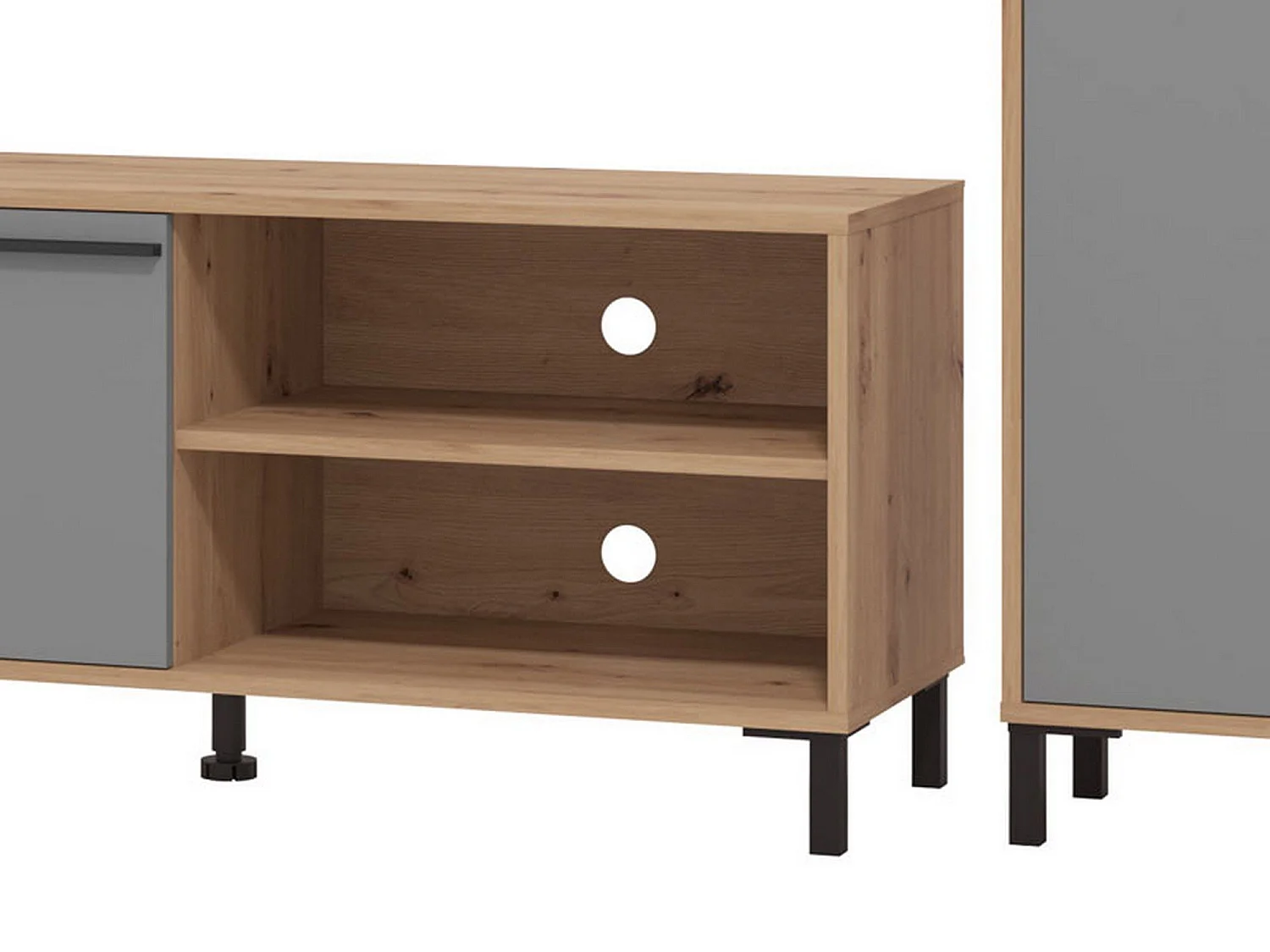 Parete Attrezzata Civitate, Modulabile, Nero Antracite, Mobile Soggiorno, 12 Ripiani, 17 Vani
