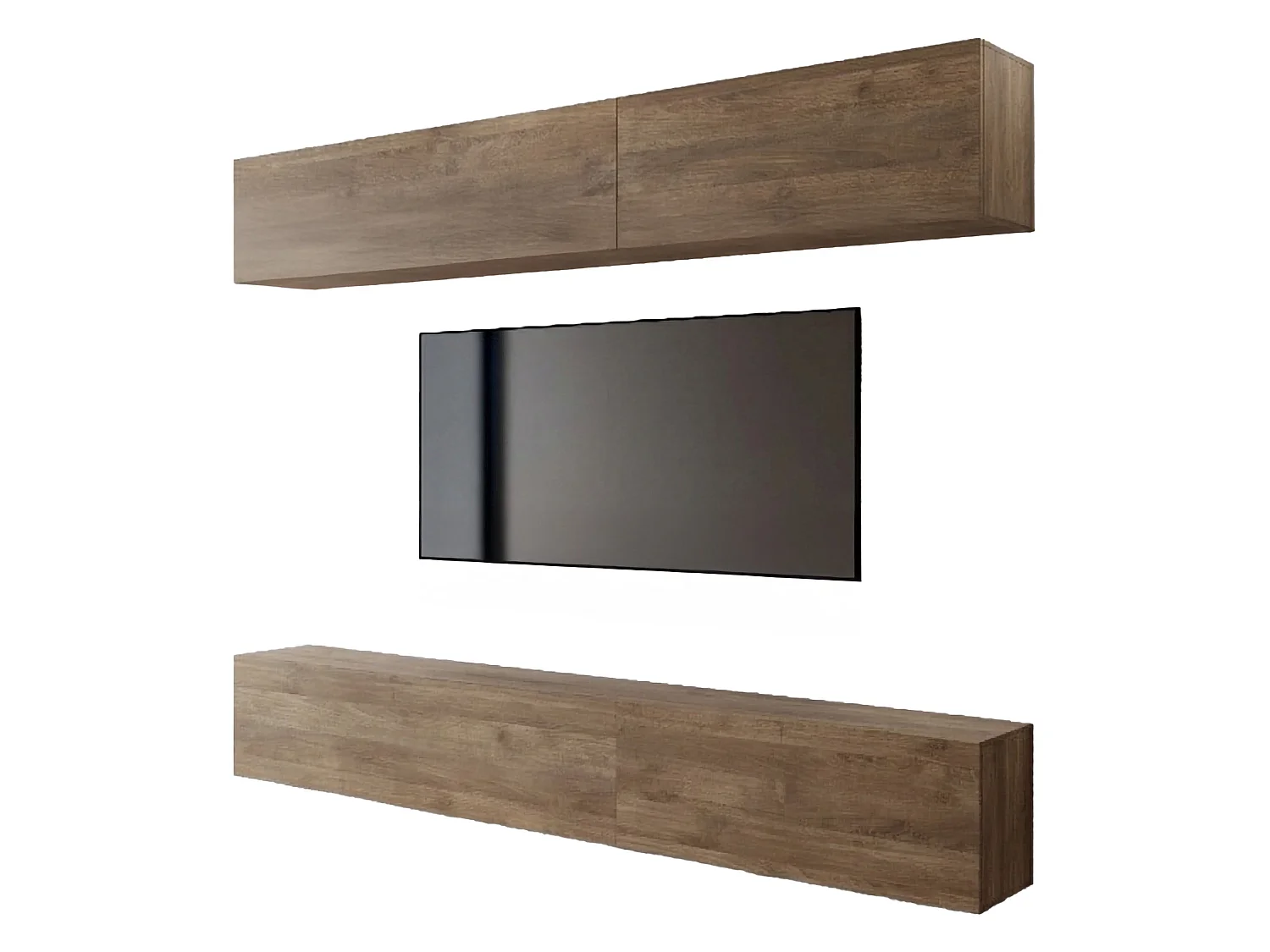 Parete Attrezzata Suisio, Modulabile, Marrone Noce, Mobile Soggiorno, 4 Ripiani, 4 Ante