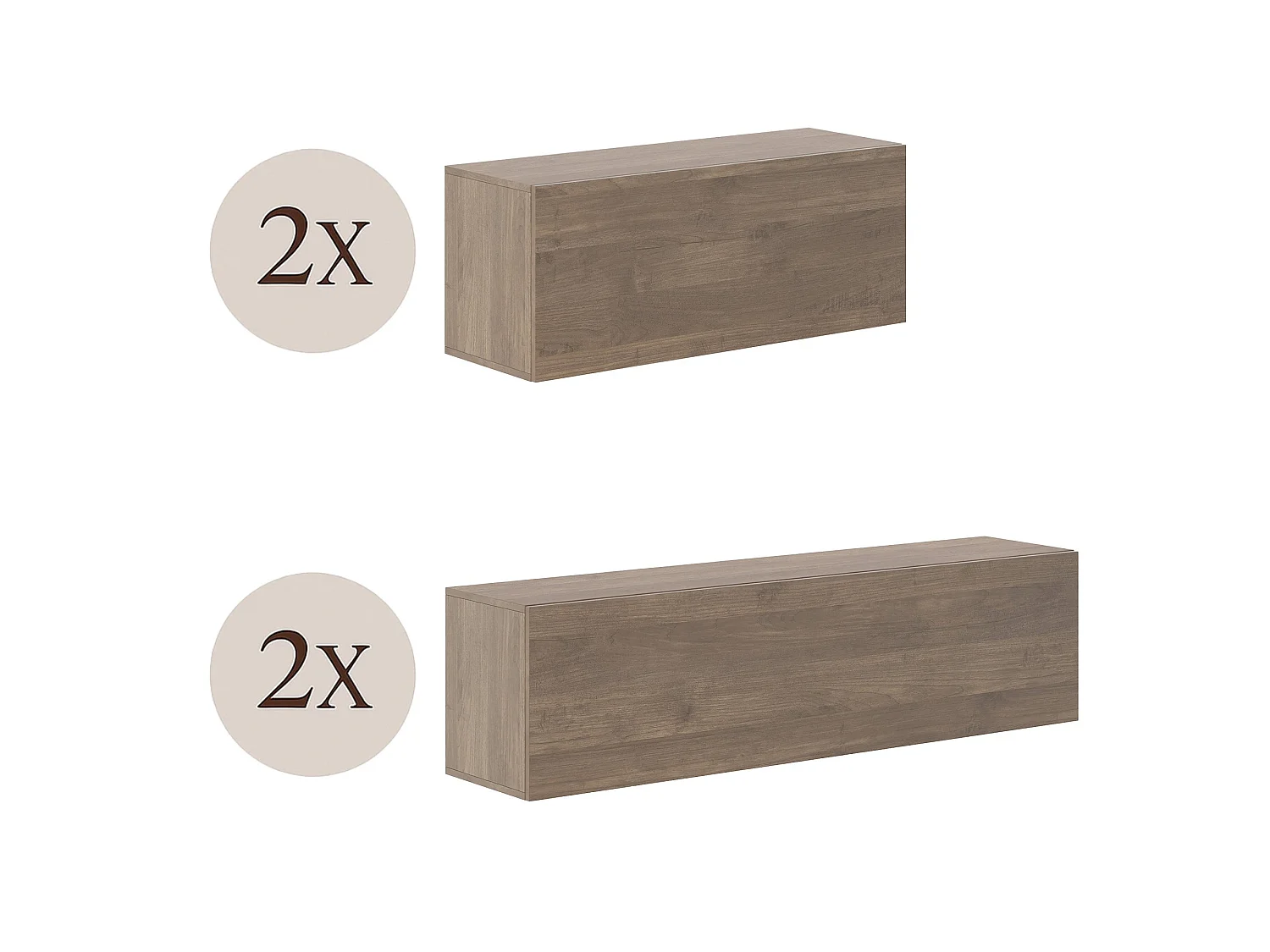 Parete Attrezzata Suisio, Modulabile, Marrone Noce, Mobile Soggiorno, 4 Ripiani, 4 Ante