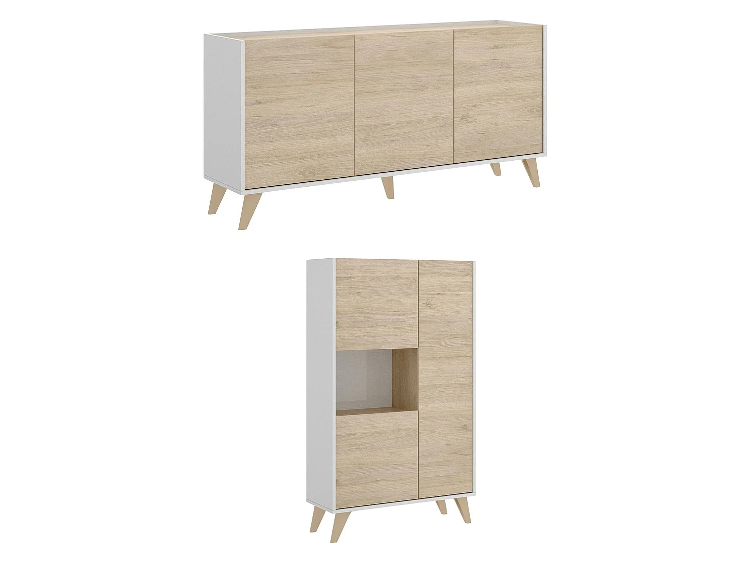 Set Mobili da Soggiorno Literno, 7 Ripiani, Marrone Rovere, Modulabile, Apertura Battente