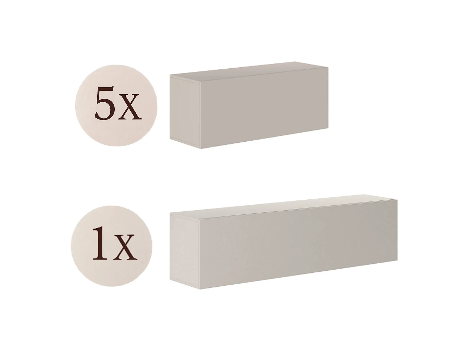 Parete Attrezzata Haba, Modulabile, Beige, Mobile Soggiorno, 6 Ripiani, Apertura Battente