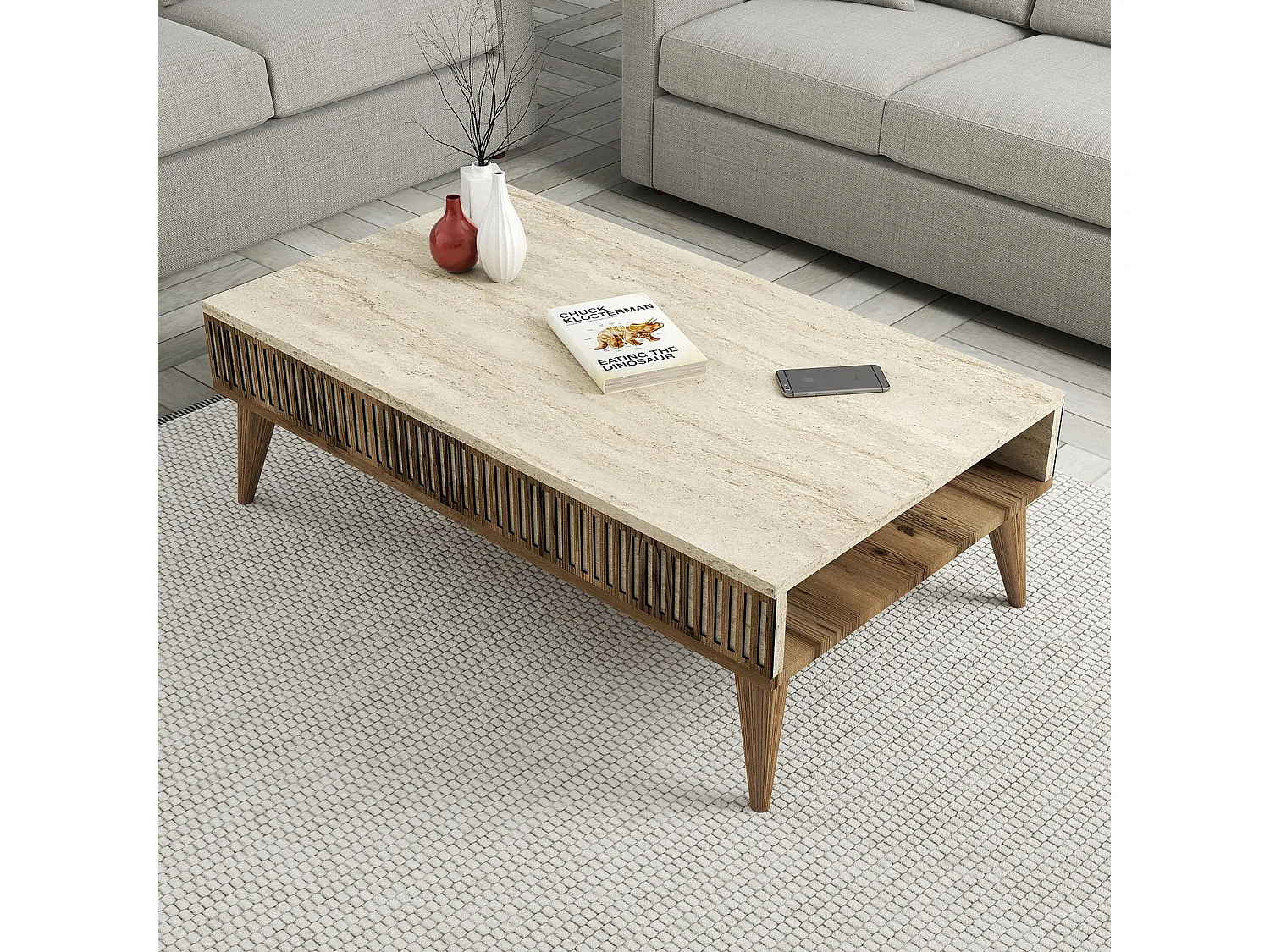 Set Mobili da Soggiorno Cassacco, Modulabile, Marrone, 9 Ripiani, 2 Ante