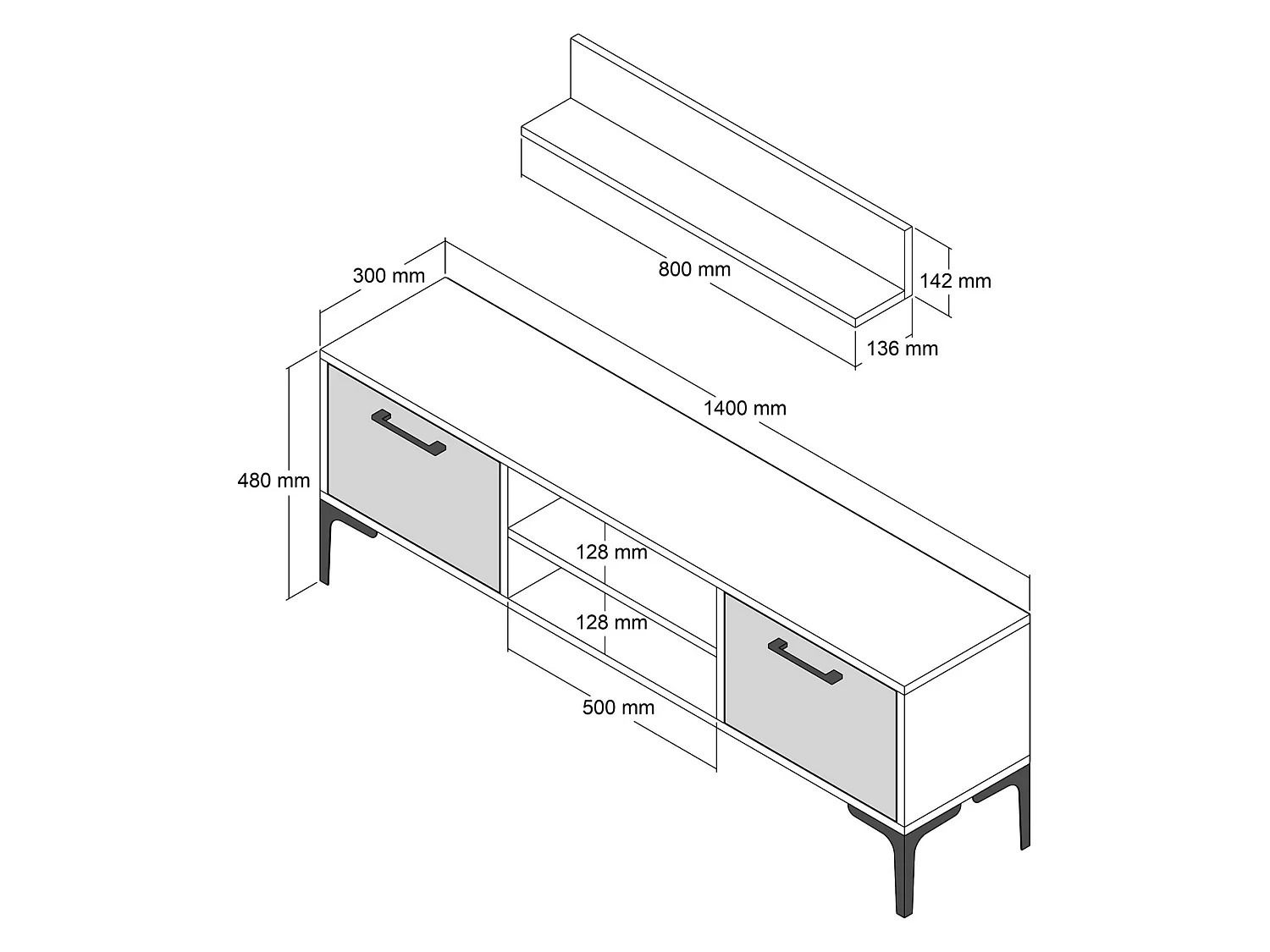 Parete Attrezzata Orago, Modulabile, Marrone Noce, Mobile Soggiorno, 3 Ripiani, 4 Vani