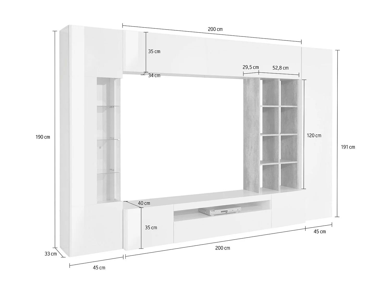 Parete Attrezzata Sabbia, 14 Ripiani Made in Italy, Marrone Rovere, Mobile Soggiorno, 6 Ante, set Componibile
